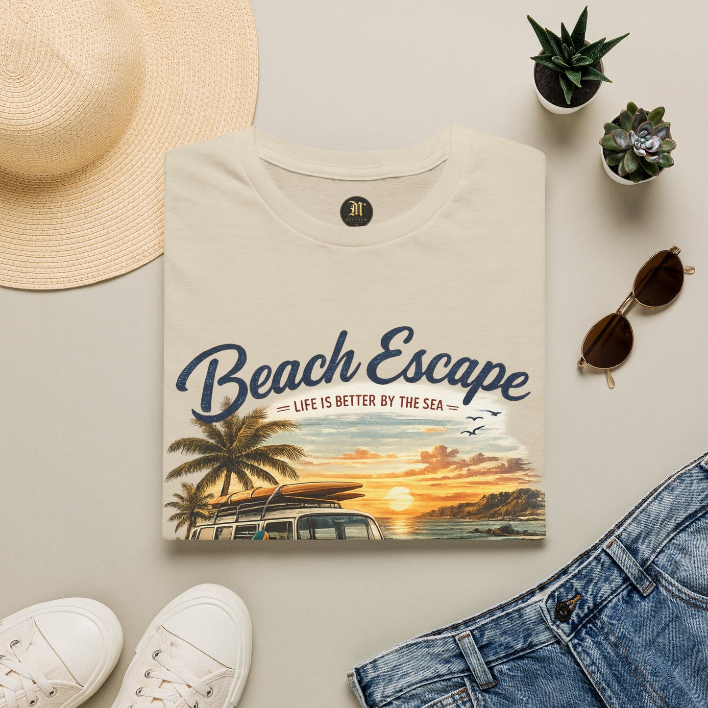 Beach Escape – Life Is Better By The Sea T-Shirt | Vintage Surf Van Beach Shirt | Summer Roadtrip Tee