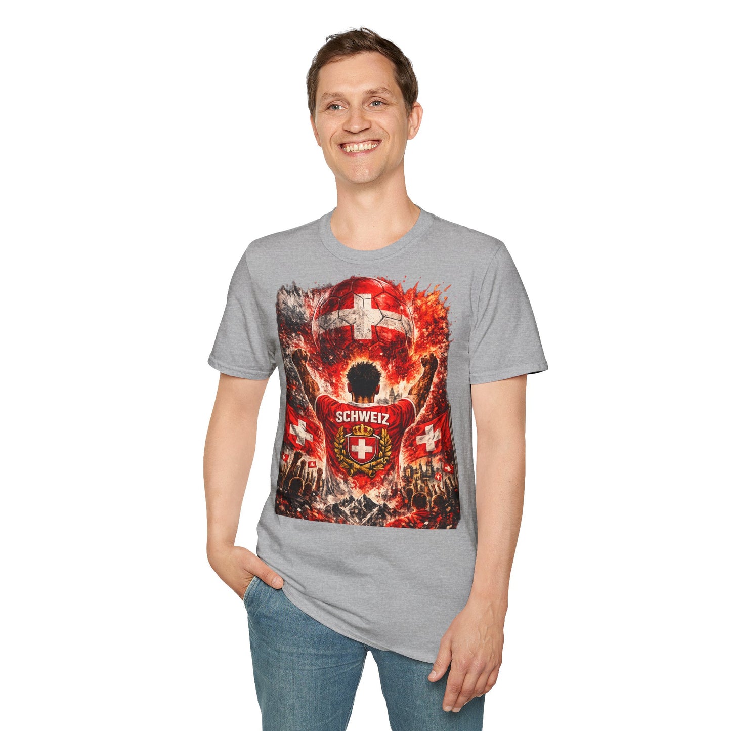 Schweiz Fußball Fan T-Shirt – Schweiz Flagge Supporter Design | Fußball Fanartikel | Geschenk für Fußballfans