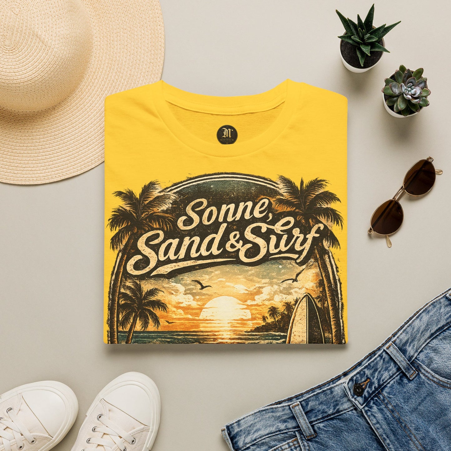 🌴 Sonne, Sand & Surf T-Shirt – Lebe Frei | Vintage Beach Lifestyle Design