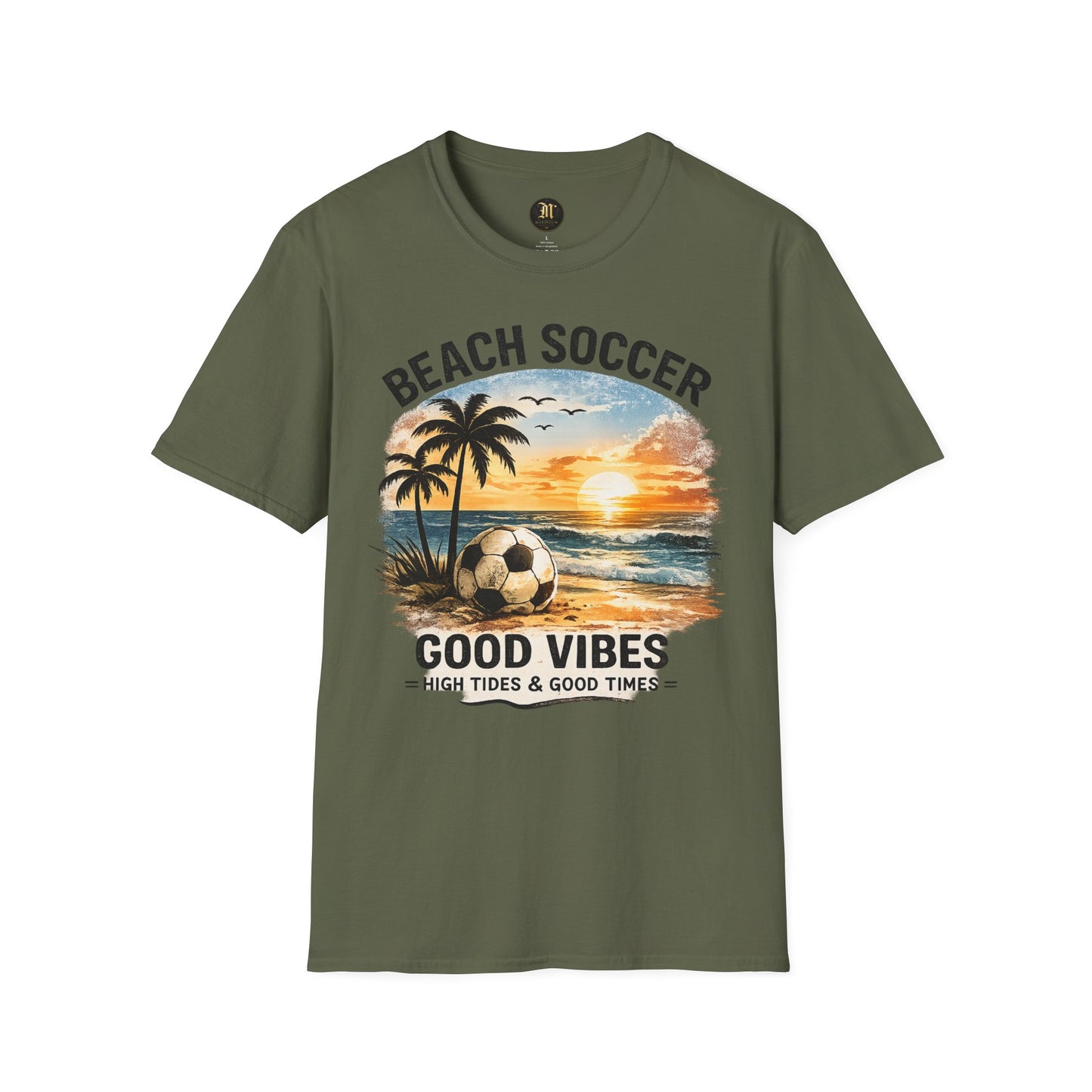Beach Soccer – Good Vibes T-Shirt | Strandfußball & Sommer Feeling | High Tides & Good Times