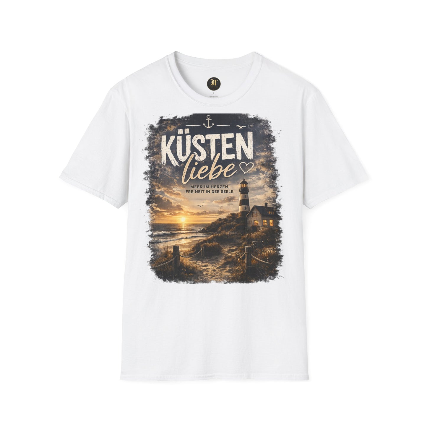Küstenliebe Damen T-Shirt – Meer im Herzen, Freiheit in der Seele | Leuchtturm Strandshirt