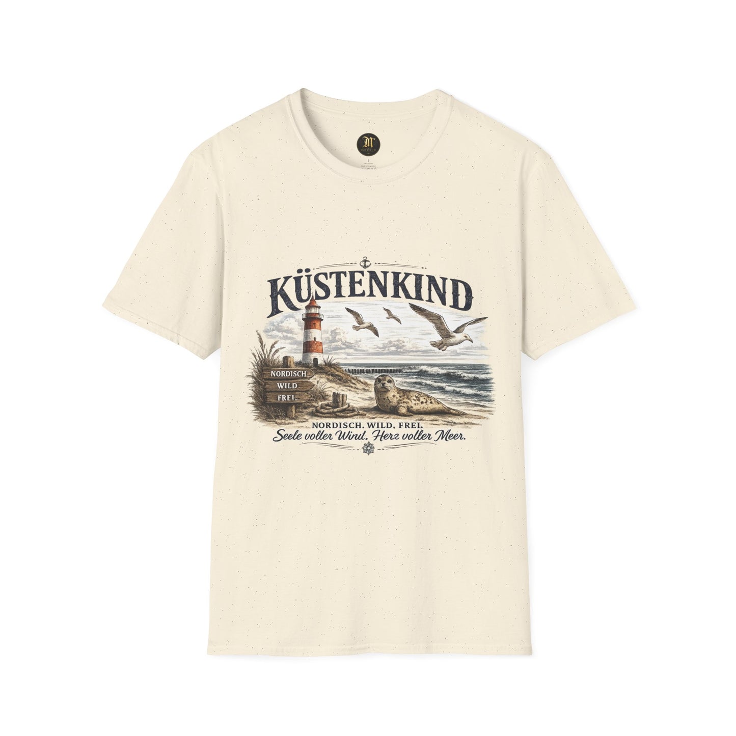 🌊 Küstenkind – Nordisch. Wild. Frei. | Vintage Nordsee T-Shirt mit Robbe & Leuchtturm