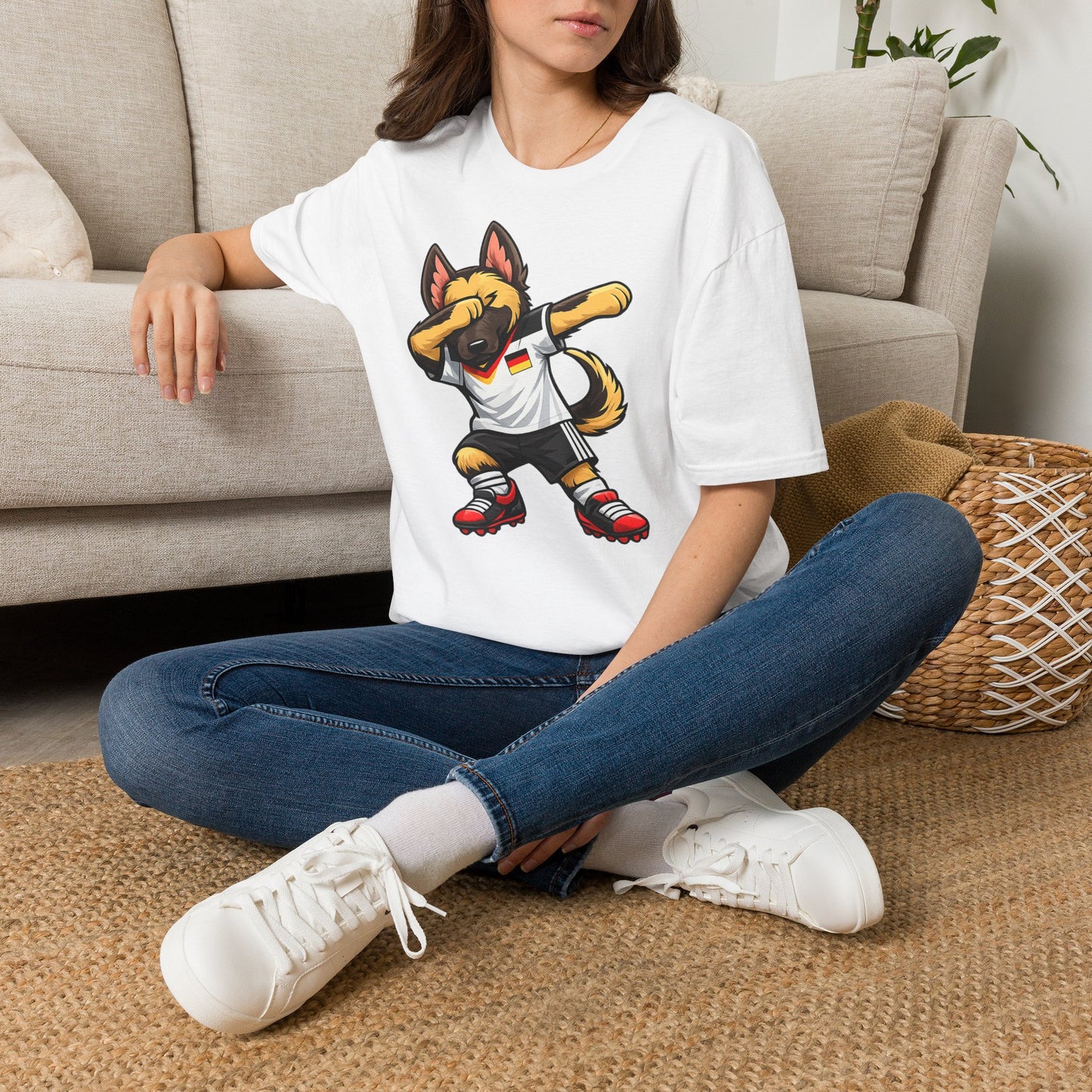 Deutschland Fußball Fan Hund T-Shirt – Dabbing Schäferhund im Deutschland Trikot