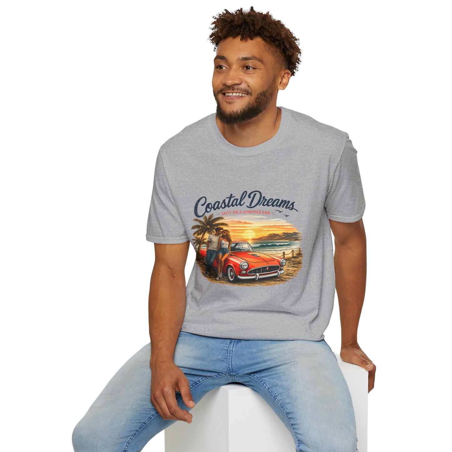 Coastal Dreams T-Shirt – Salty Air & Sunkissed Hair | Vintage Strand Oldtimer Paar Design | Sommer Shirt