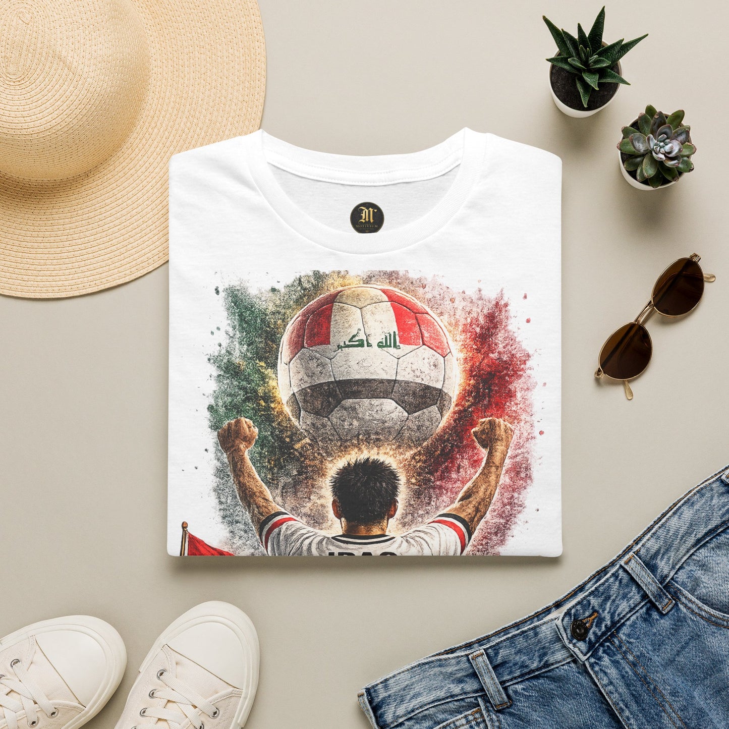 Irak Fußball Fan T-Shirt | Irak Supporter Shirt | Iraq Fan Design | Fußball Fanartikel | Geschenk für Irak Fans