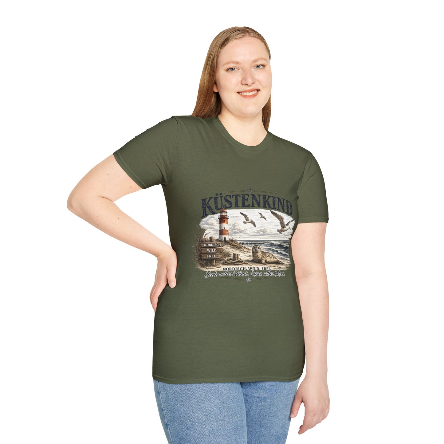 🌊 Küstenkind – Nordisch. Wild. Frei. | Vintage Nordsee T-Shirt mit Robbe & Leuchtturm