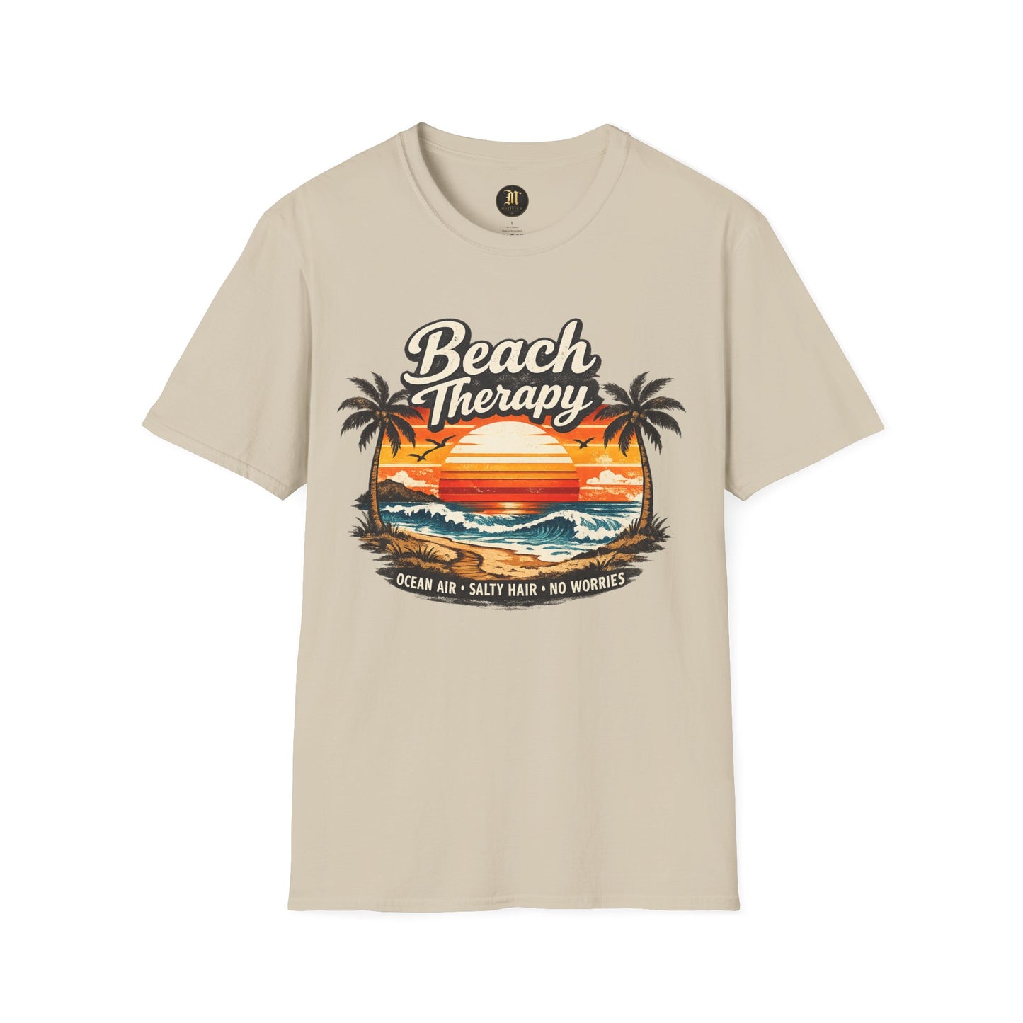 Beach Therapy Vintage Sunset T-Shirt – Ocean Air Salty Hair No Worries Summer Beach Shirt