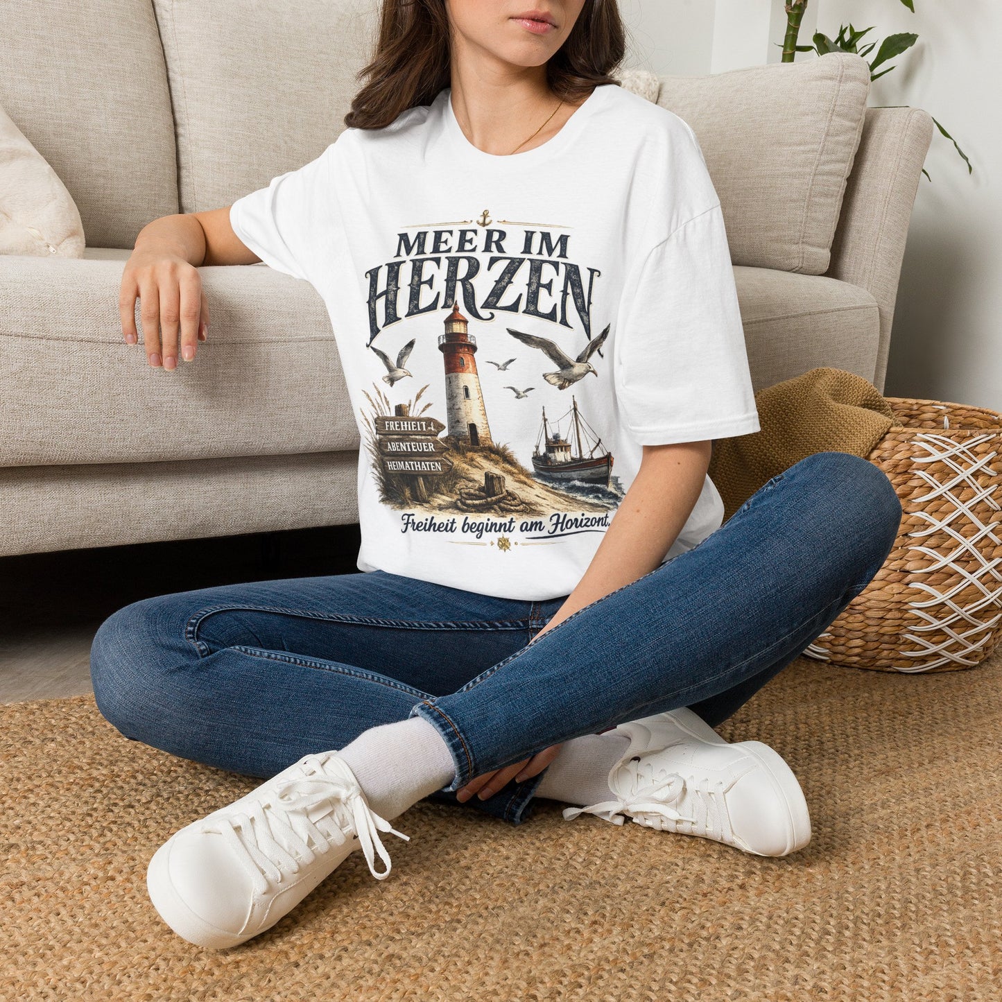 🌊 Meer im Herzen – Vintage Küsten T-Shirt
