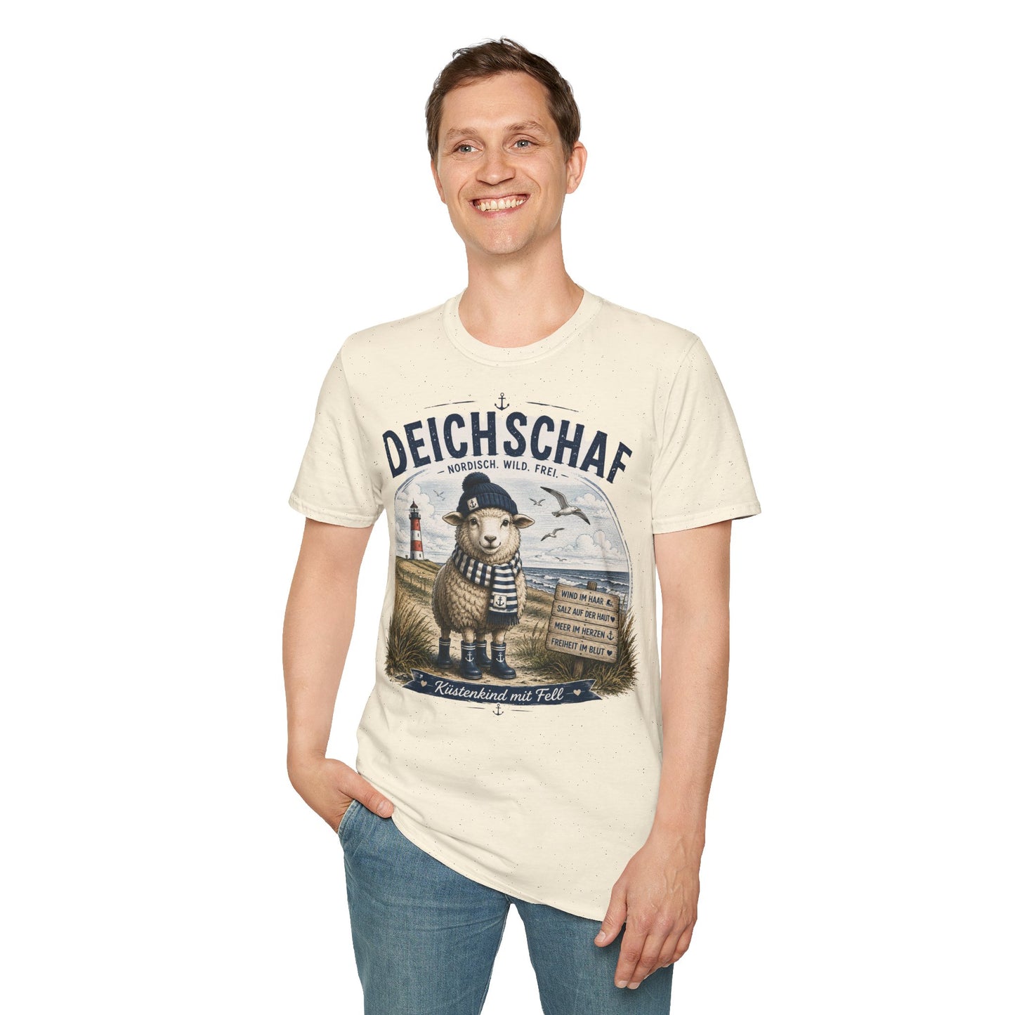 Deichschaf T-Shirt – Nordisch. Wild. Frei. | Maritimes Schaf für Nordsee- & Ostseefans