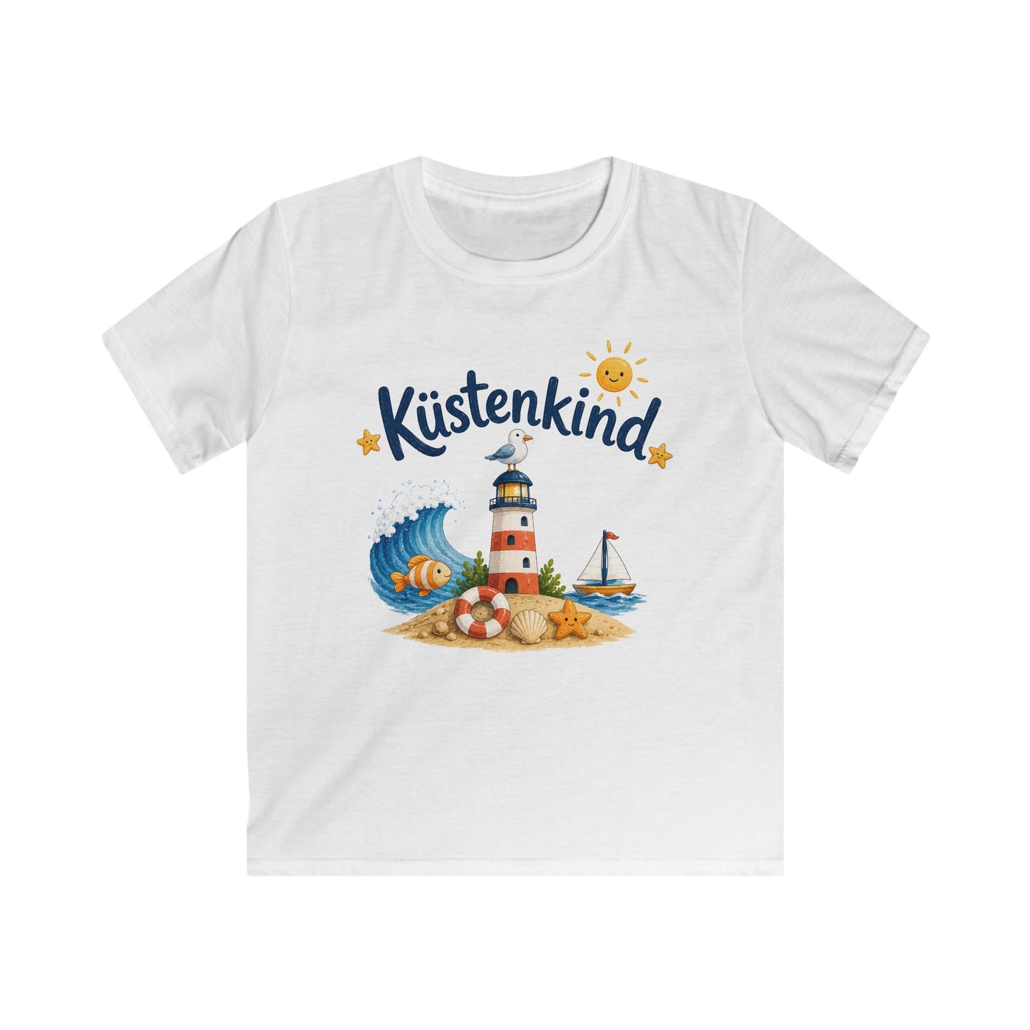 Küstenkind Kinder T-Shirt – Niedliches Strandshirt mit Leuchtturm & Meeresmotiven | Perfekt für kleine Nordsee- und Ostsee-Fans