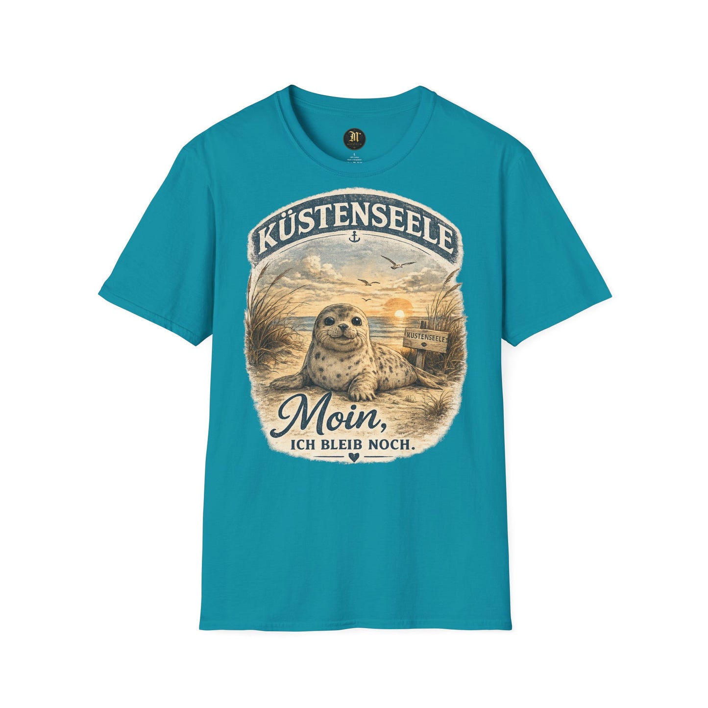 Küstenseele Moin, ich bleib noch – Robben T-Shirt | Maritimes Vintage Shirt | Nordsee & Ostsee Unisex T-Shirt für Meerliebhaber
