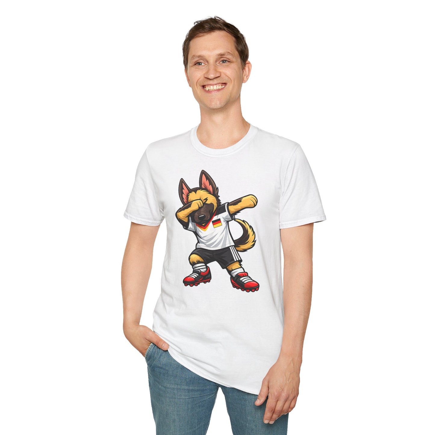 Deutschland Fußball Fan Hund T-Shirt – Dabbing Schäferhund im Deutschland Trikot
