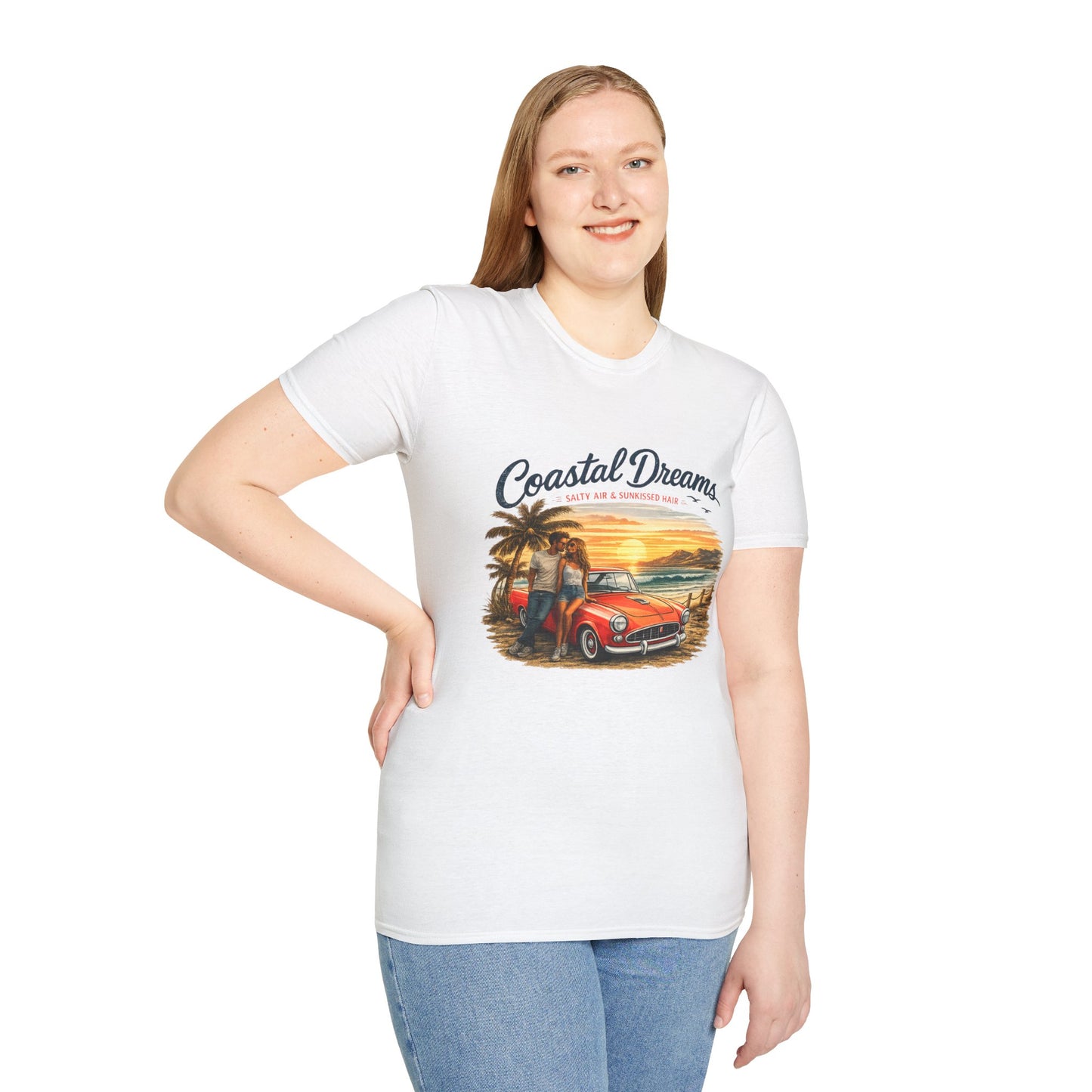 Coastal Dreams T-Shirt – Salty Air & Sunkissed Hair | Vintage Strand Oldtimer Paar Design | Sommer Shirt