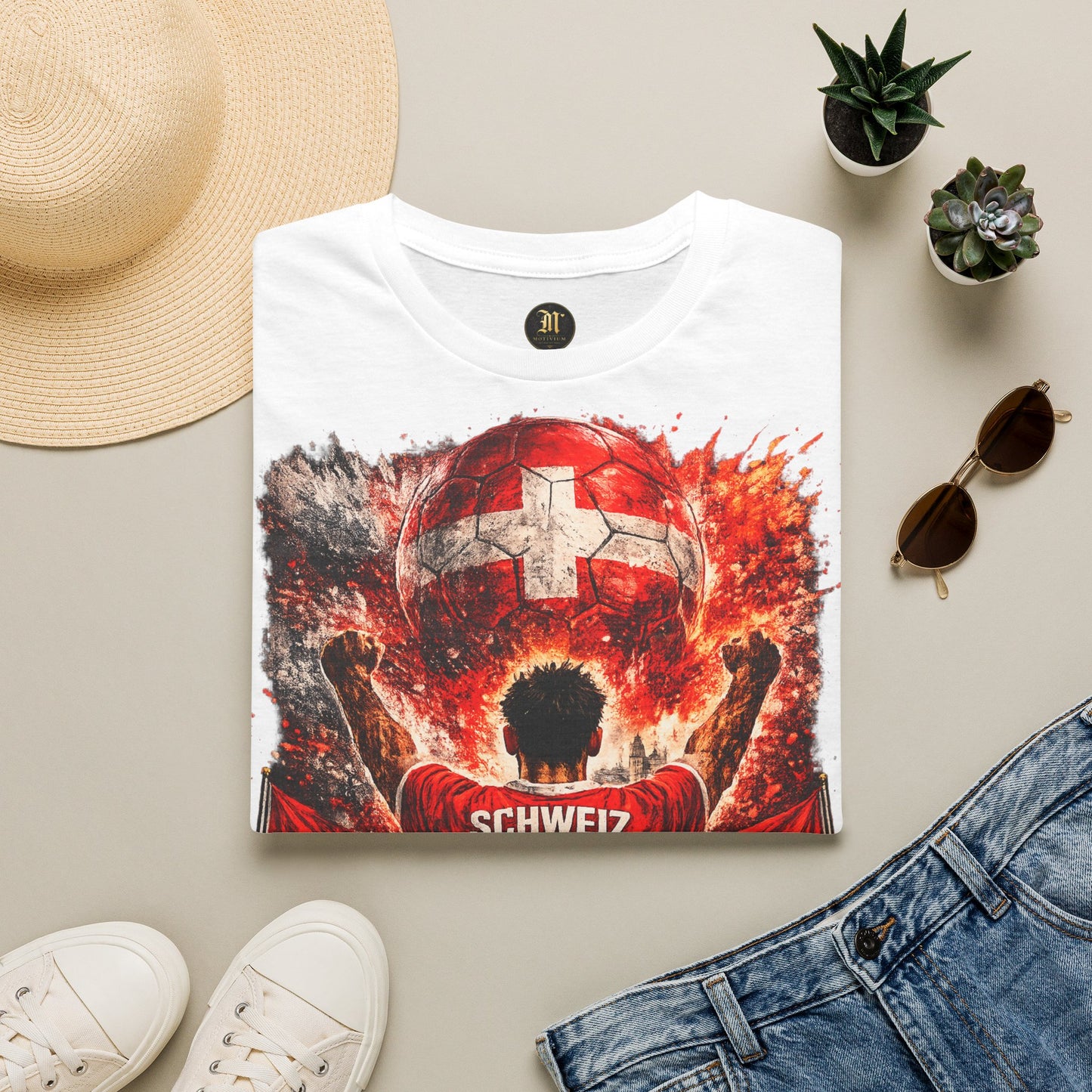Schweiz Fußball Fan T-Shirt – Schweiz Flagge Supporter Design | Fußball Fanartikel | Geschenk für Fußballfans