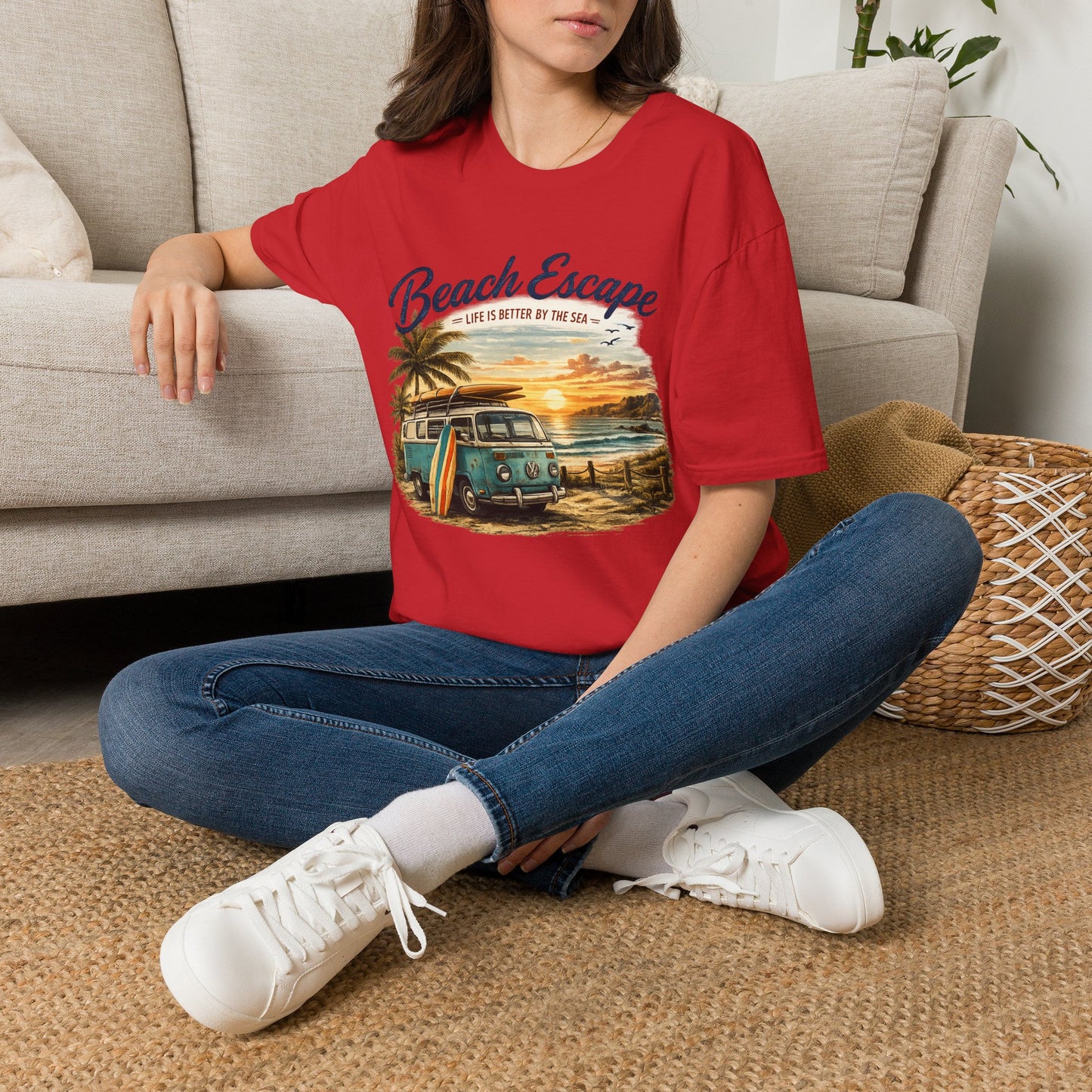 Beach Escape – Life Is Better By The Sea T-Shirt | Vintage Surf Van Beach Shirt | Summer Roadtrip Tee