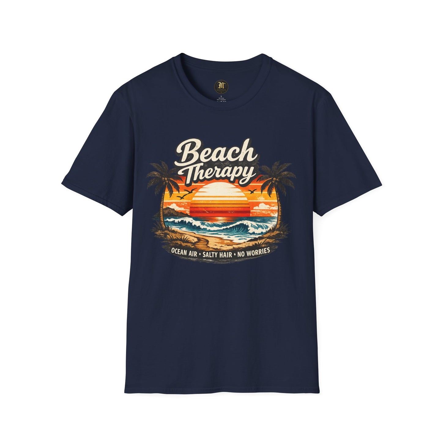 Beach Therapy Vintage Sunset T-Shirt – Ocean Air Salty Hair No Worries Summer Beach Shirt