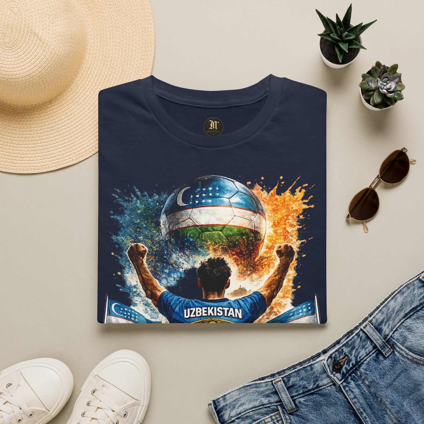 Usbekistan Fußball Fan T-Shirt – Usbekistan Flagge Supporter Design | Fußball Fanartikel | Geschenk für Fußballfans