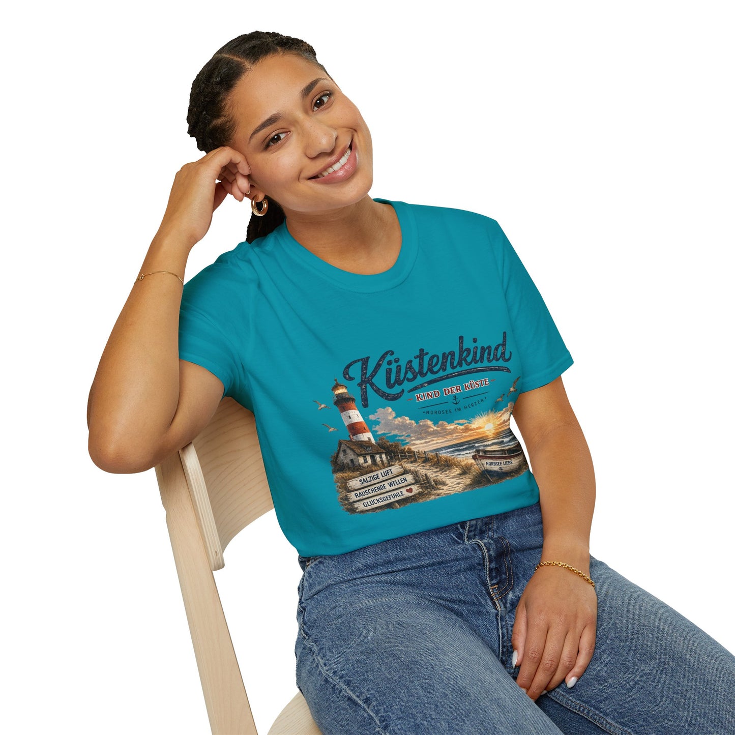Küstenkind T-Shirt – Kind der Küste | Nordsee im Herzen | Vintage Leuchtturm Strand Design | Maritimes Sommer Shirt