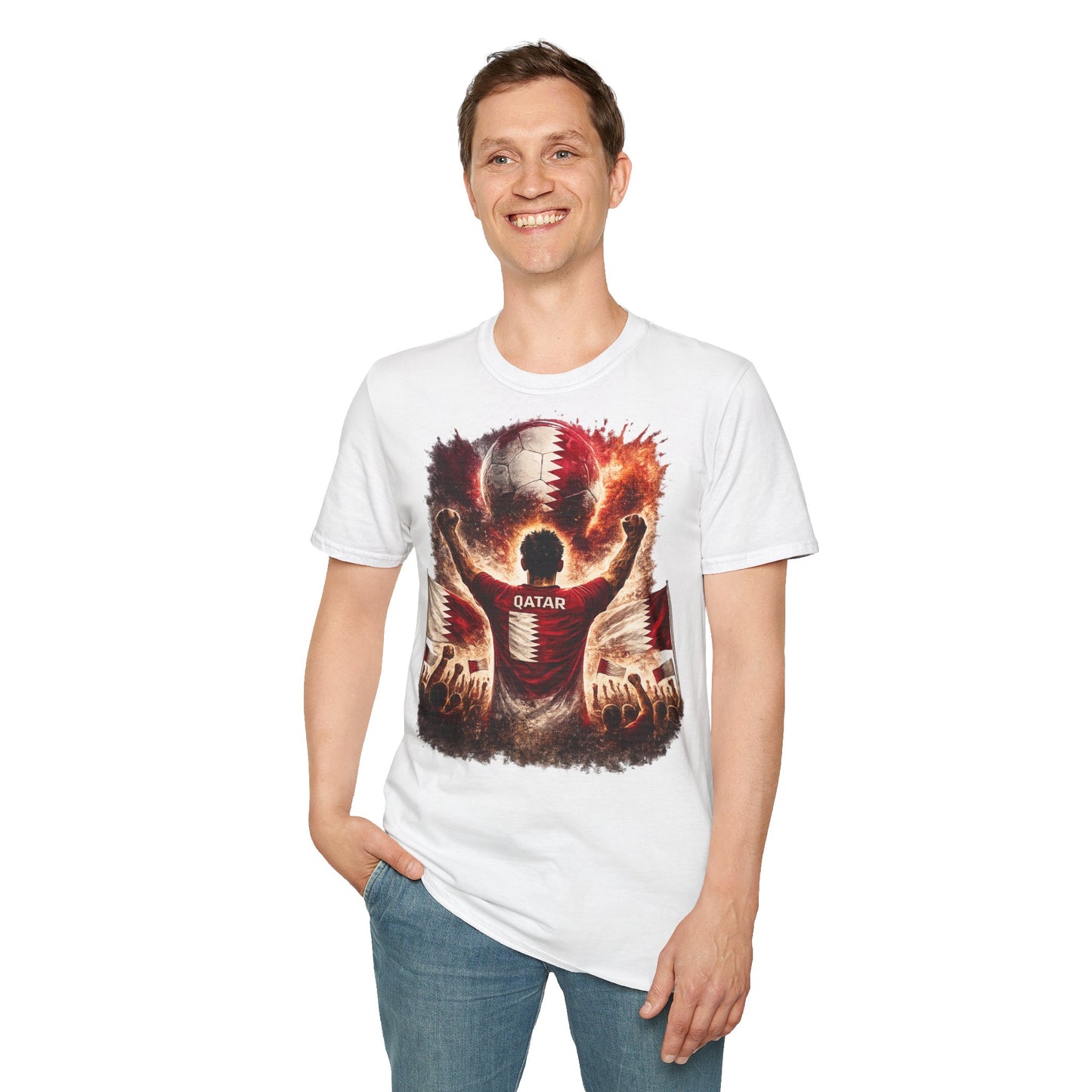 Katar Fußball Fan T-Shirt – Katar Flagge Supporter Design | Fußball Fanartikel | Geschenk für Fußballfans