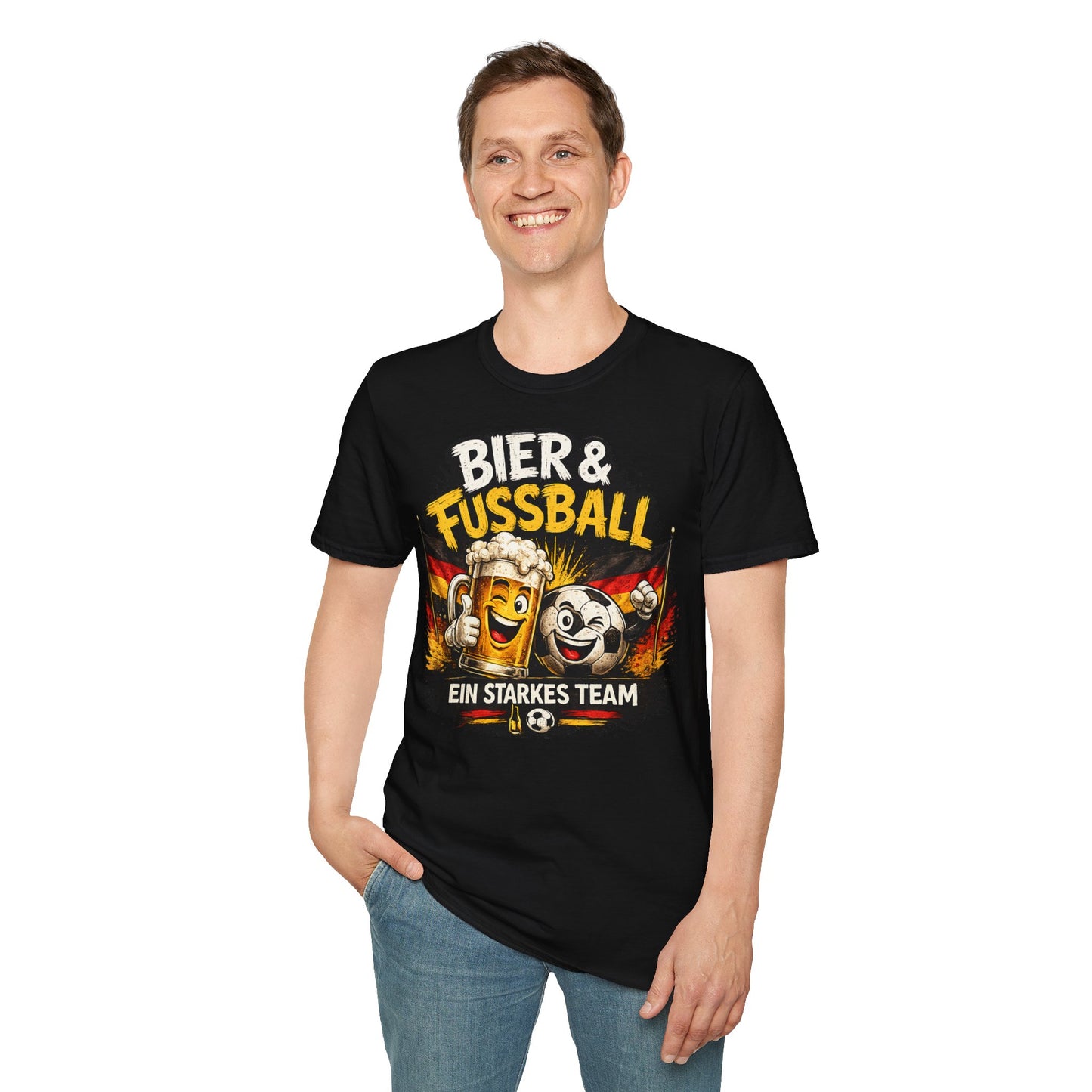 Bier & Fußball – Ein starkes Team | Deutschland Fan T-Shirt | Lustiges Fußball & Bier Design