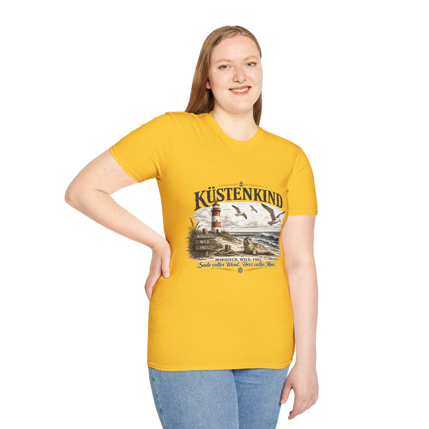 🌊 Küstenkind – Nordisch. Wild. Frei. | Vintage Nordsee T-Shirt mit Robbe & Leuchtturm