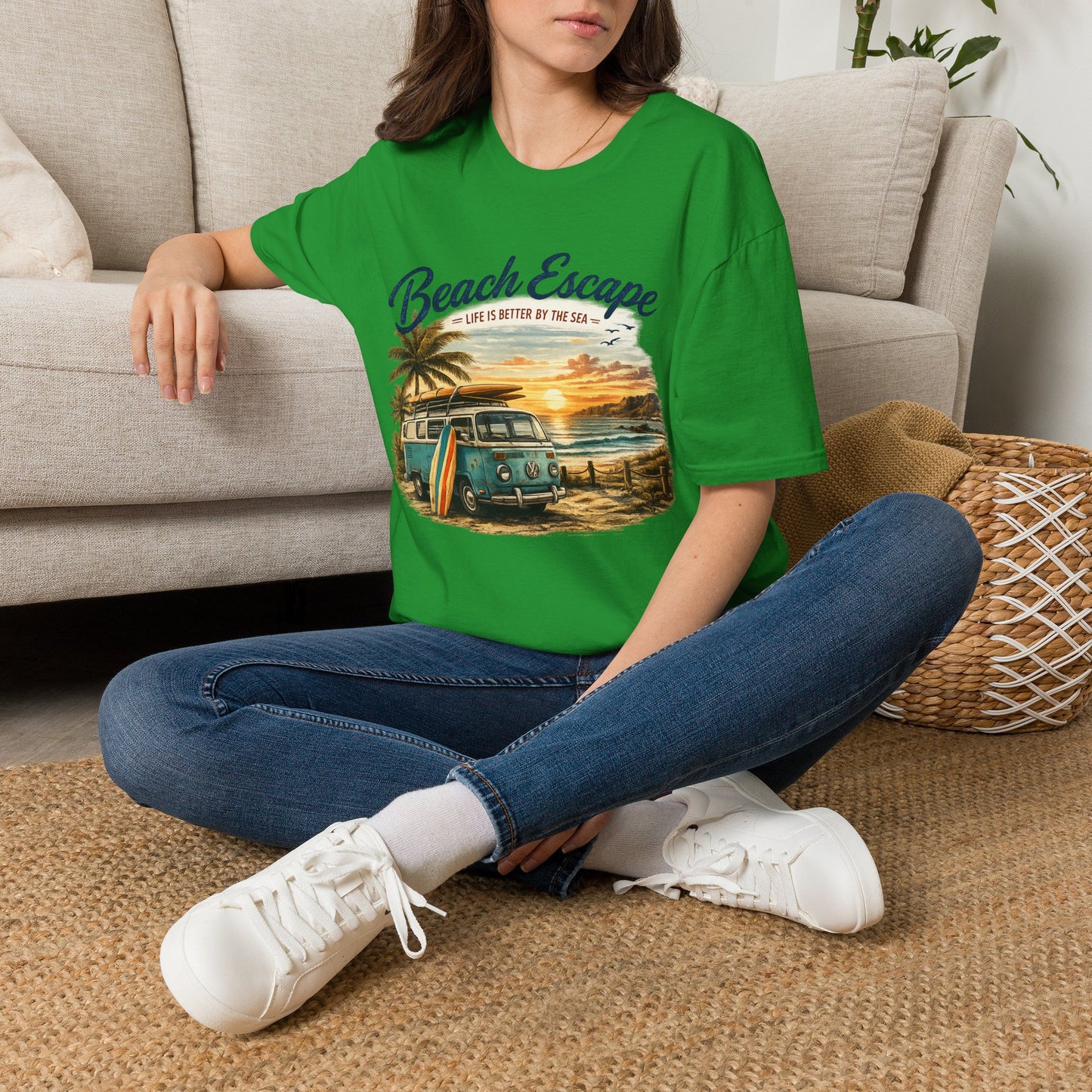 Beach Escape – Life Is Better By The Sea T-Shirt | Vintage Surf Van Beach Shirt | Summer Roadtrip Tee