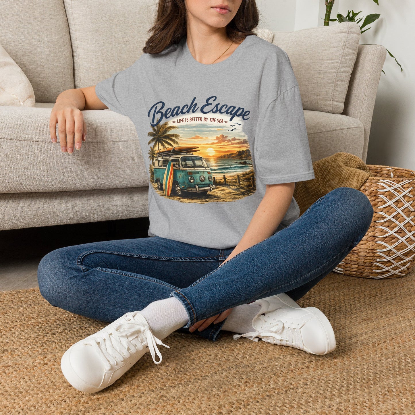 Beach Escape – Life Is Better By The Sea T-Shirt | Vintage Surf Van Beach Shirt | Summer Roadtrip Tee