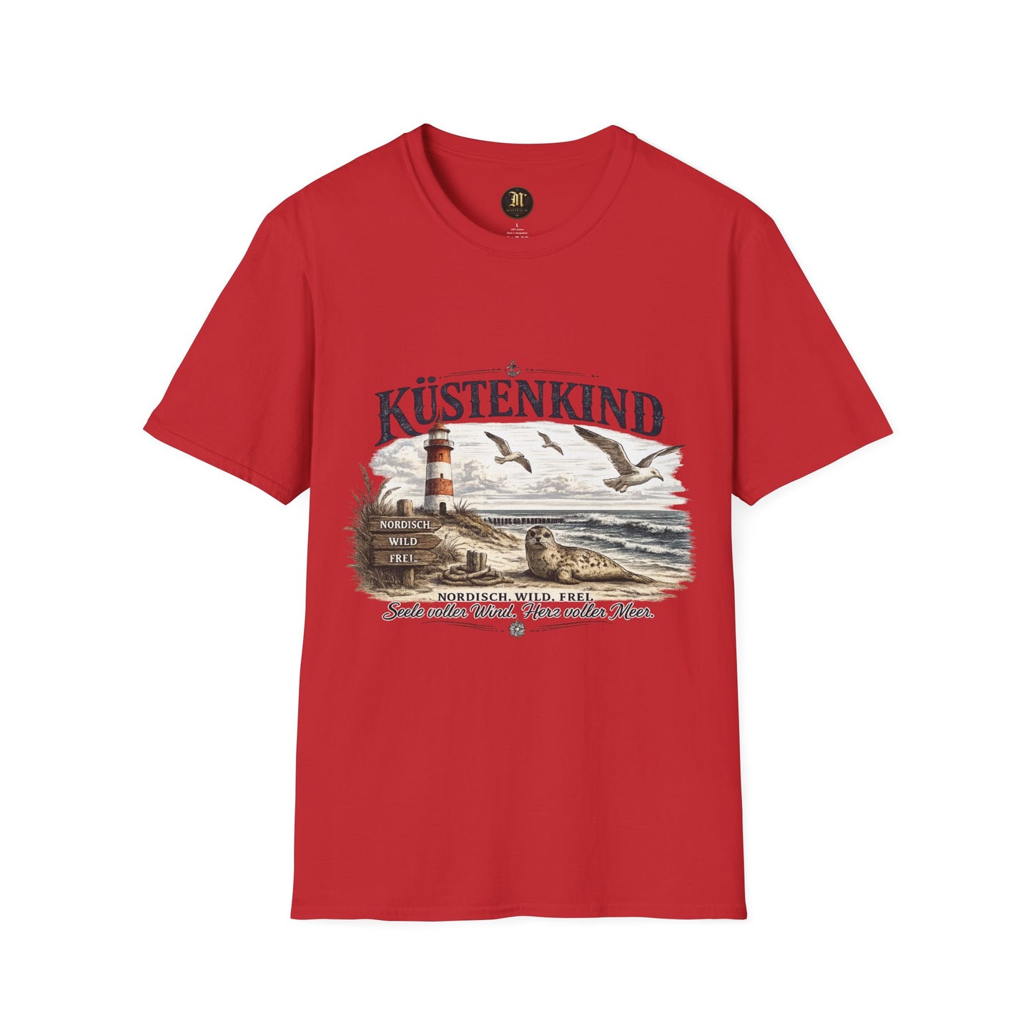 🌊 Küstenkind – Nordisch. Wild. Frei. | Vintage Nordsee T-Shirt mit Robbe & Leuchtturm