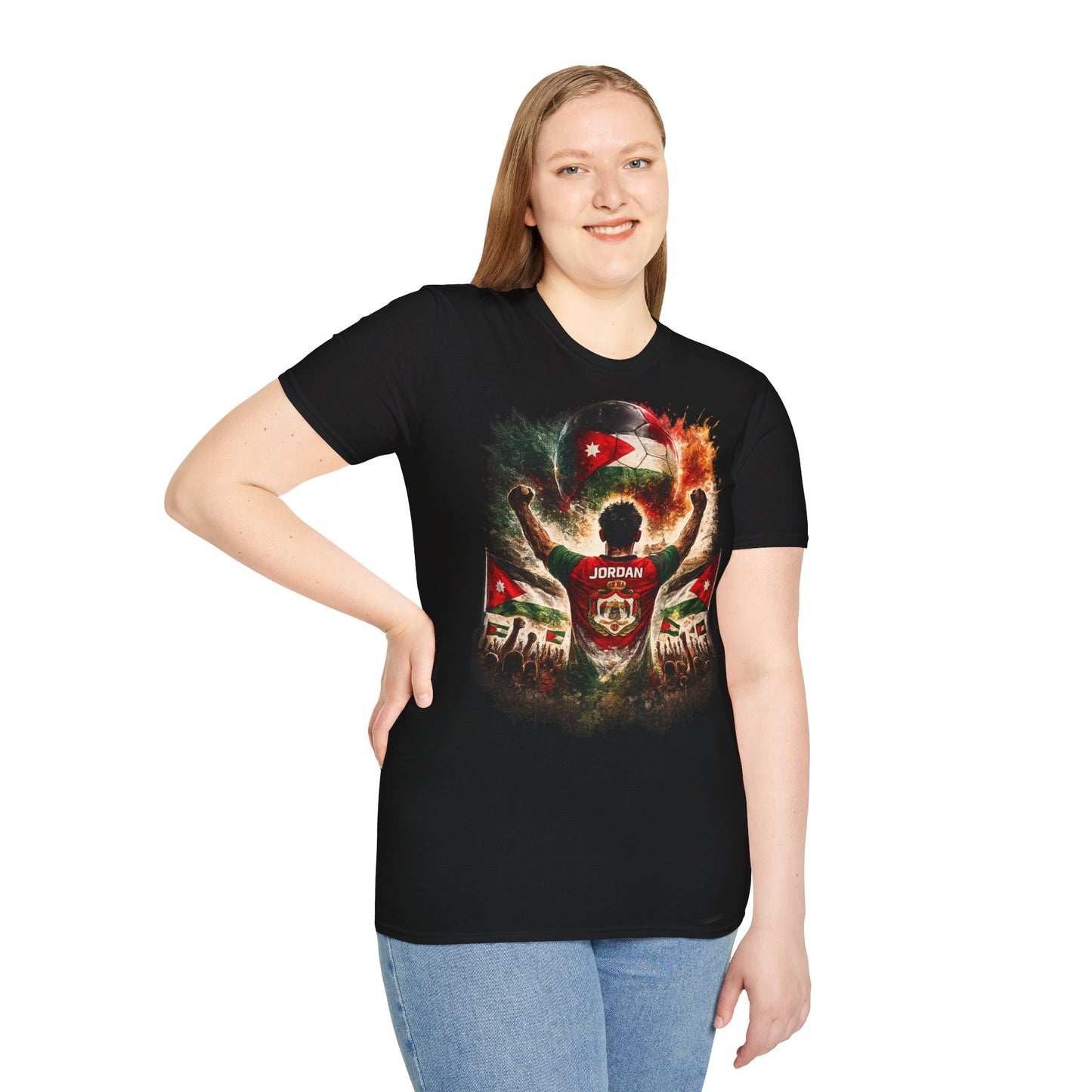 Jordanien Fußball Fan T-Shirt – Jordanien Flagge Supporter Design | Fußball Fanartikel | Geschenk für Fußballfans