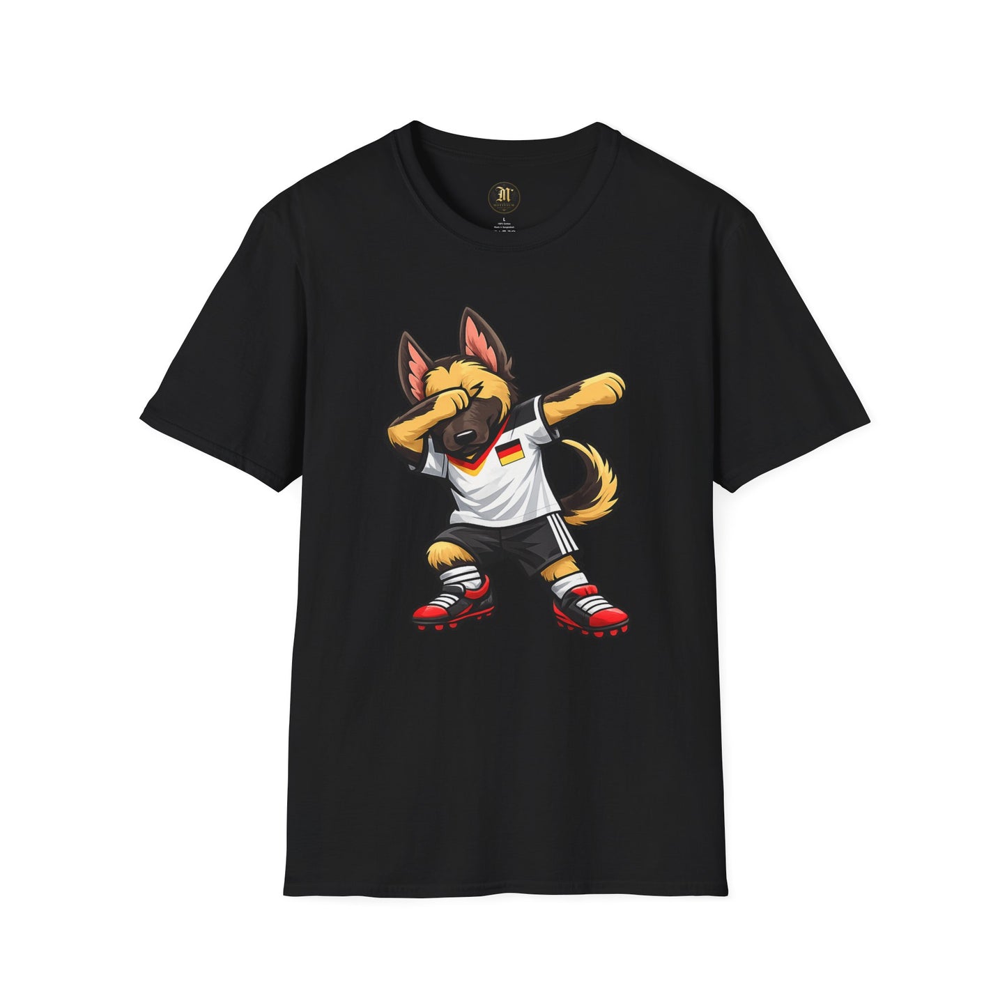 Deutschland Fußball Fan Hund T-Shirt – Front & Back Print Schäferhund Dabbing Fan-Shirt