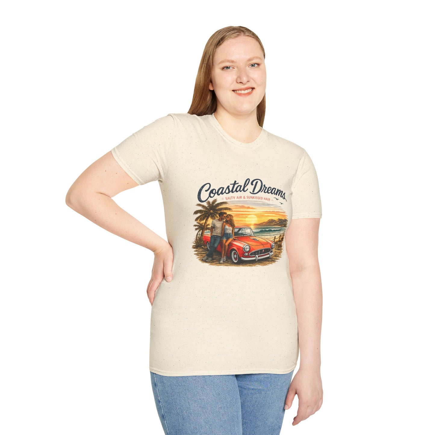 Coastal Dreams T-Shirt – Salty Air & Sunkissed Hair | Vintage Strand Oldtimer Paar Design | Sommer Shirt