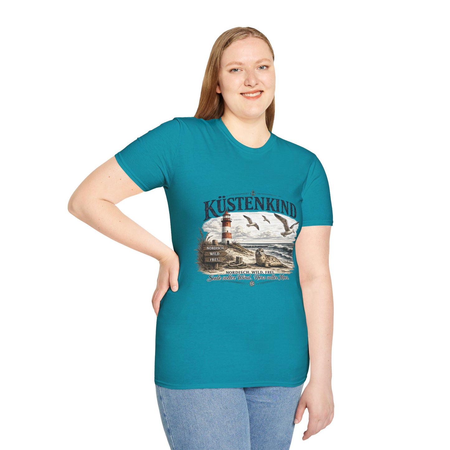 🌊 Küstenkind – Nordisch. Wild. Frei. | Vintage Nordsee T-Shirt mit Robbe & Leuchtturm