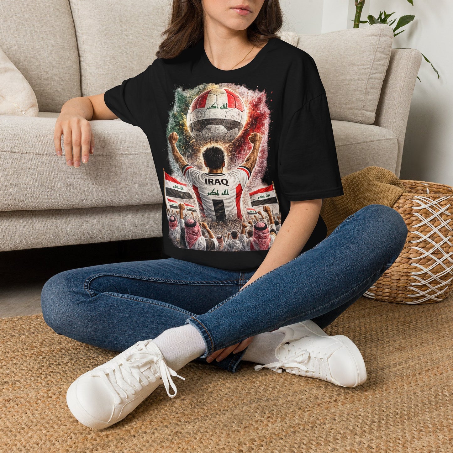 Irak Fußball Fan T-Shirt | Irak Supporter Shirt | Iraq Fan Design | Fußball Fanartikel | Geschenk für Irak Fans