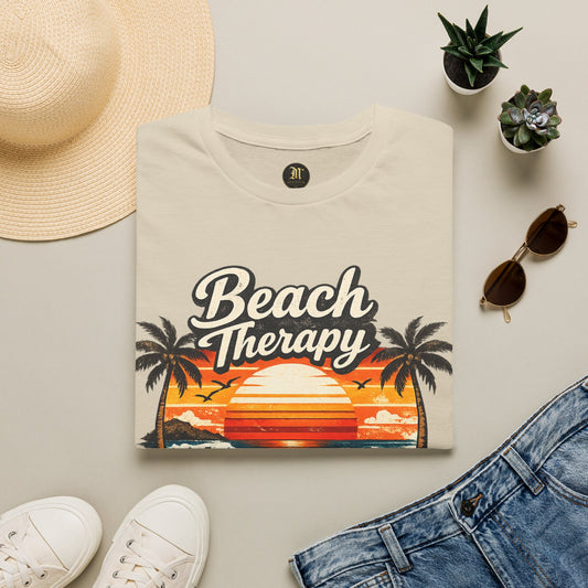 Beach Therapy Vintage Sunset T-Shirt – Ocean Air Salty Hair No Worries Summer Beach Shirt