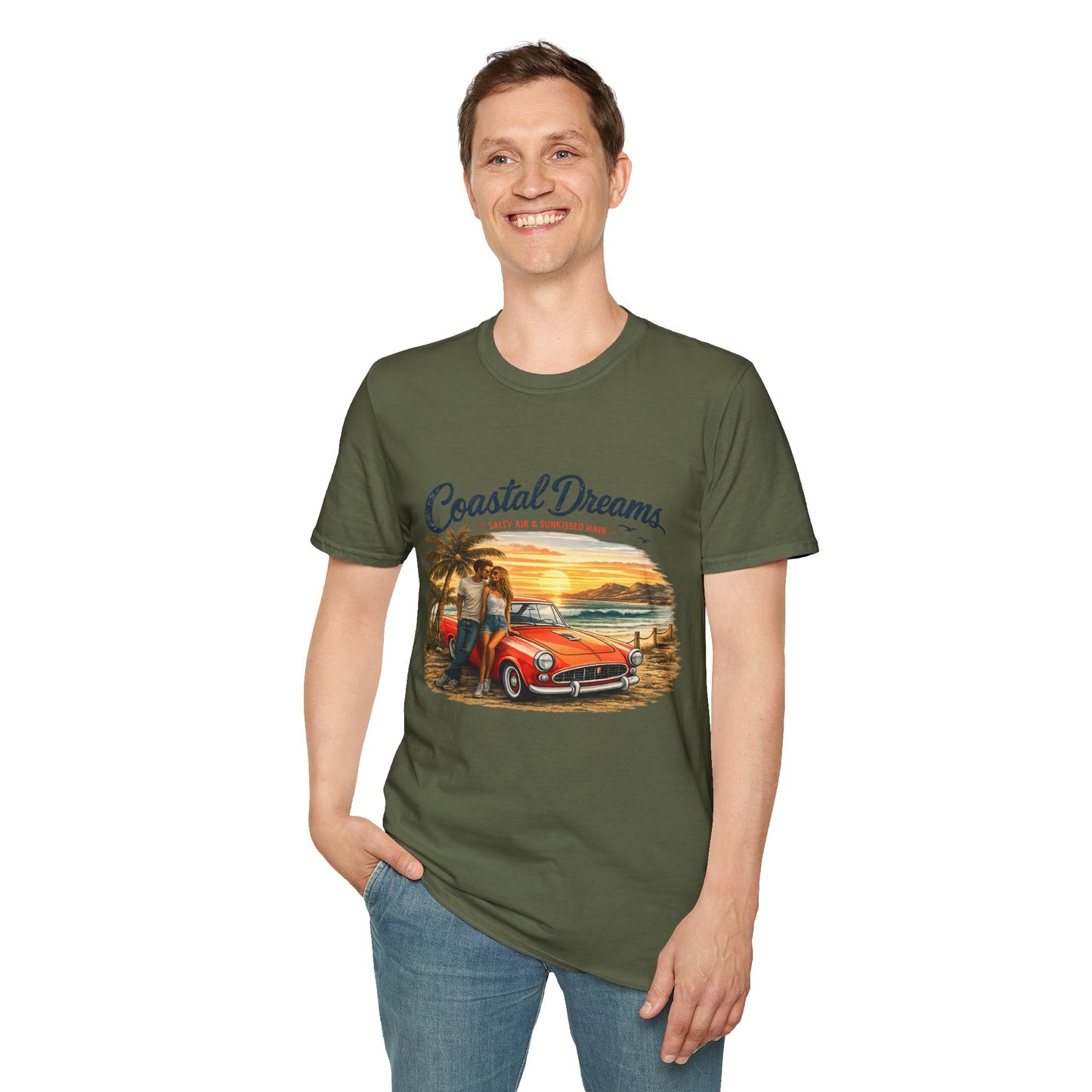 Coastal Dreams T-Shirt – Salty Air & Sunkissed Hair | Vintage Strand Oldtimer Paar Design | Sommer Shirt