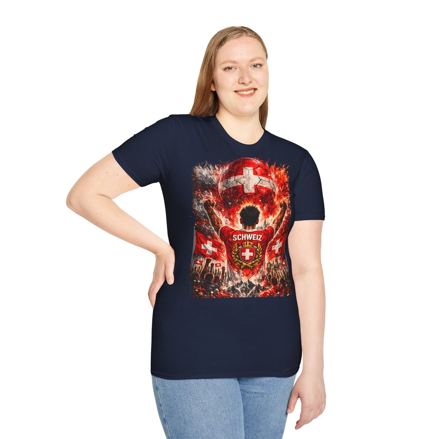 Schweiz Fußball Fan T-Shirt – Schweiz Flagge Supporter Design | Fußball Fanartikel | Geschenk für Fußballfans