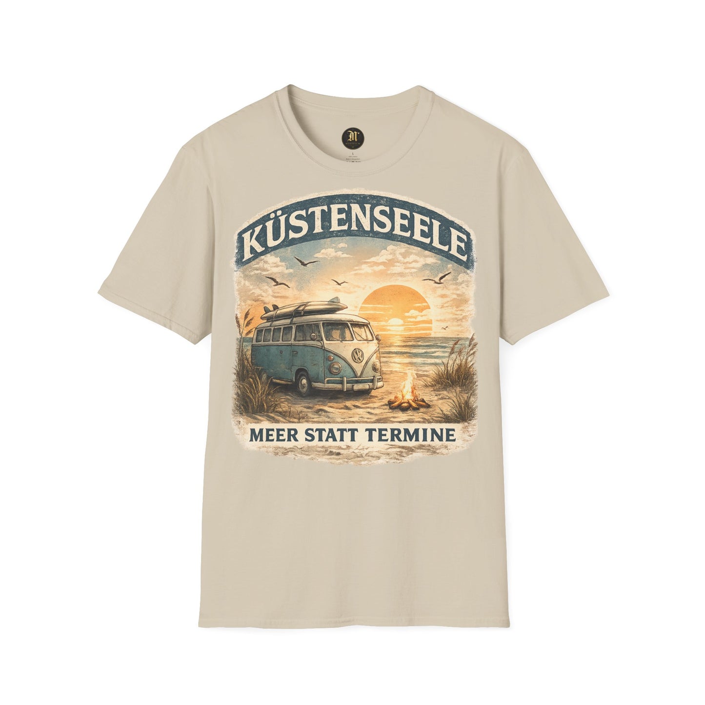 Küstenseele – Meer statt Termine | Vintage Camper Van Strand T-Shirt | Maritimes Unisex Shirt für Nordsee- & Ostsee-Fans