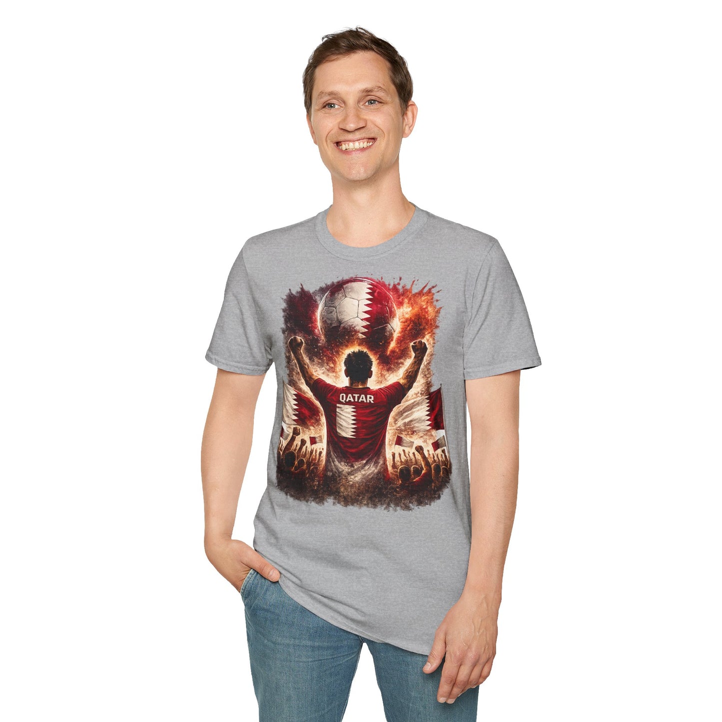 Katar Fußball Fan T-Shirt – Katar Flagge Supporter Design | Fußball Fanartikel | Geschenk für Fußballfans