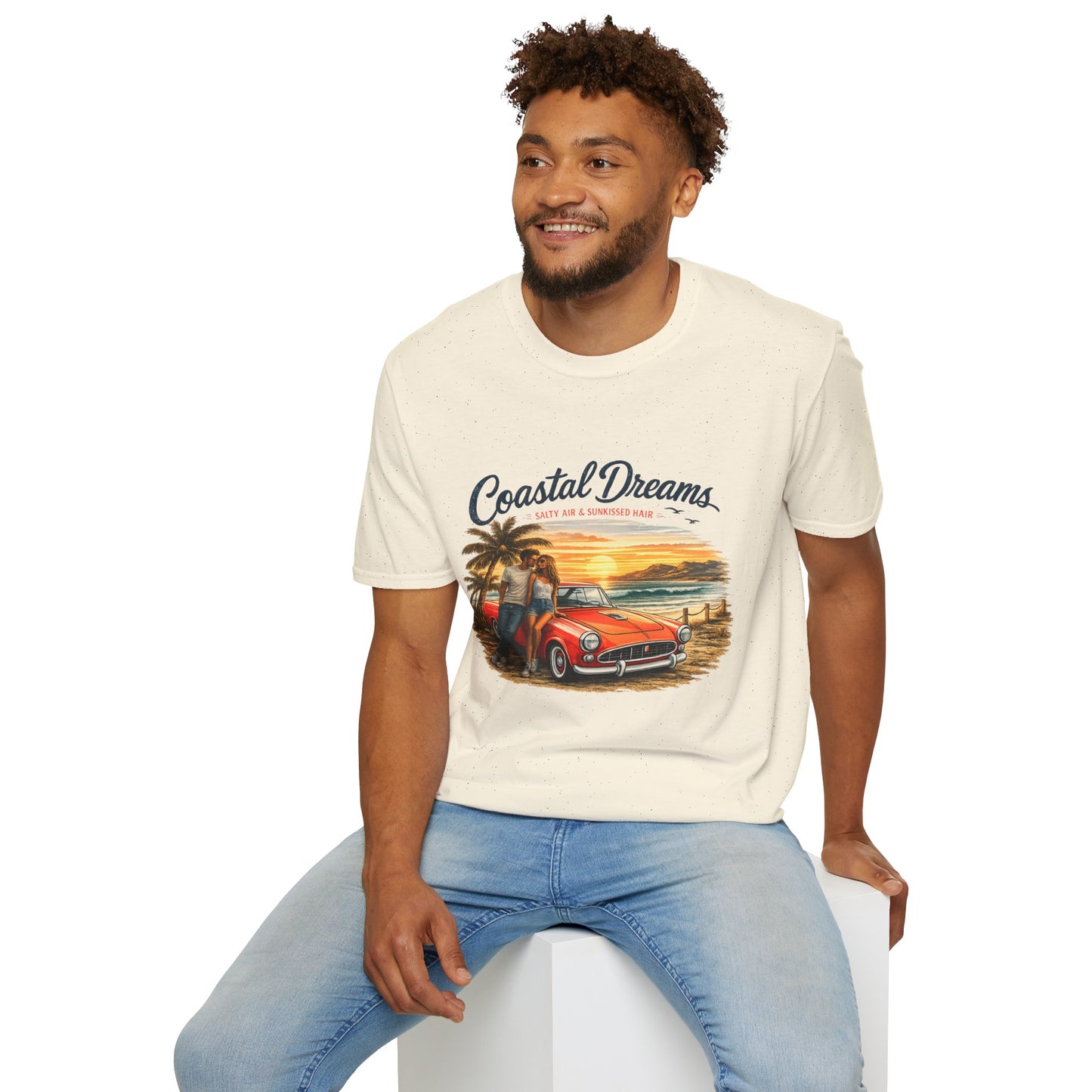 Coastal Dreams T-Shirt – Salty Air & Sunkissed Hair | Vintage Strand Oldtimer Paar Design | Sommer Shirt