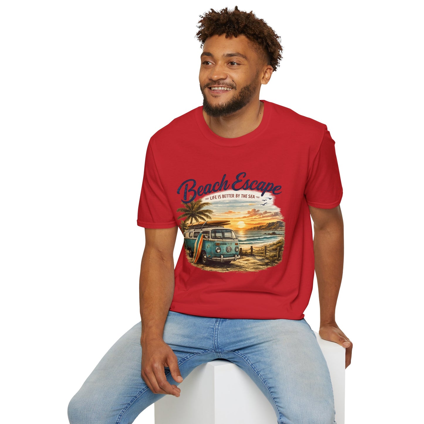 Beach Escape – Life Is Better By The Sea T-Shirt | Vintage Surf Van Beach Shirt | Summer Roadtrip Tee