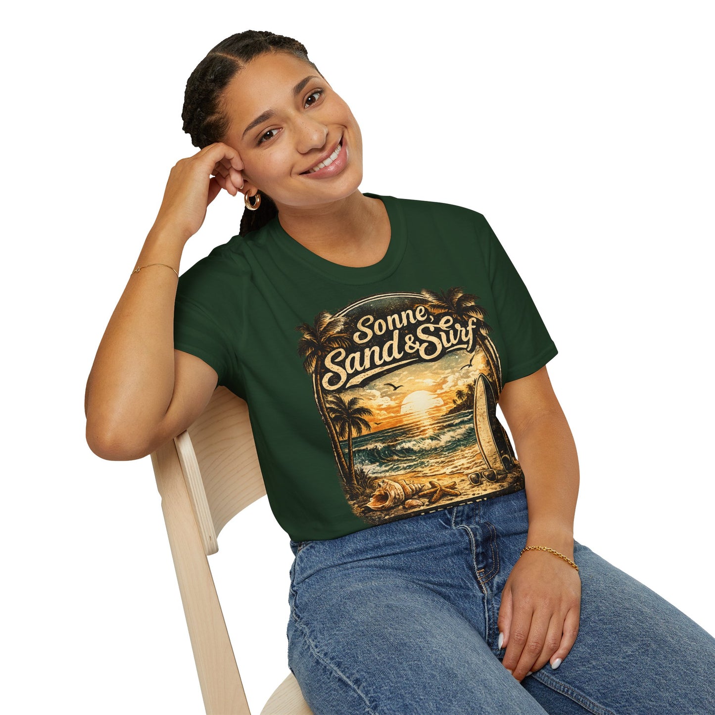 🌴 Sonne, Sand & Surf T-Shirt – Lebe Frei | Vintage Beach Lifestyle Design
