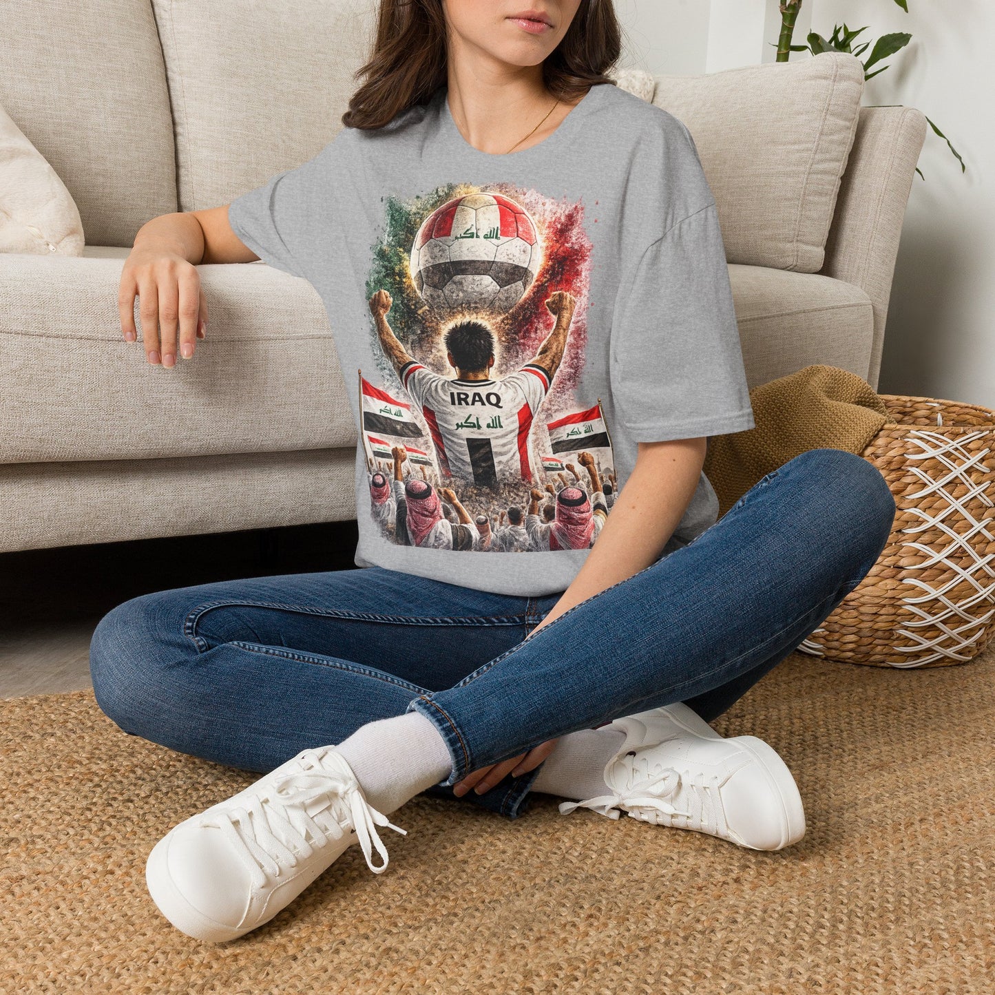 Irak Fußball Fan T-Shirt | Irak Supporter Shirt | Iraq Fan Design | Fußball Fanartikel | Geschenk für Irak Fans