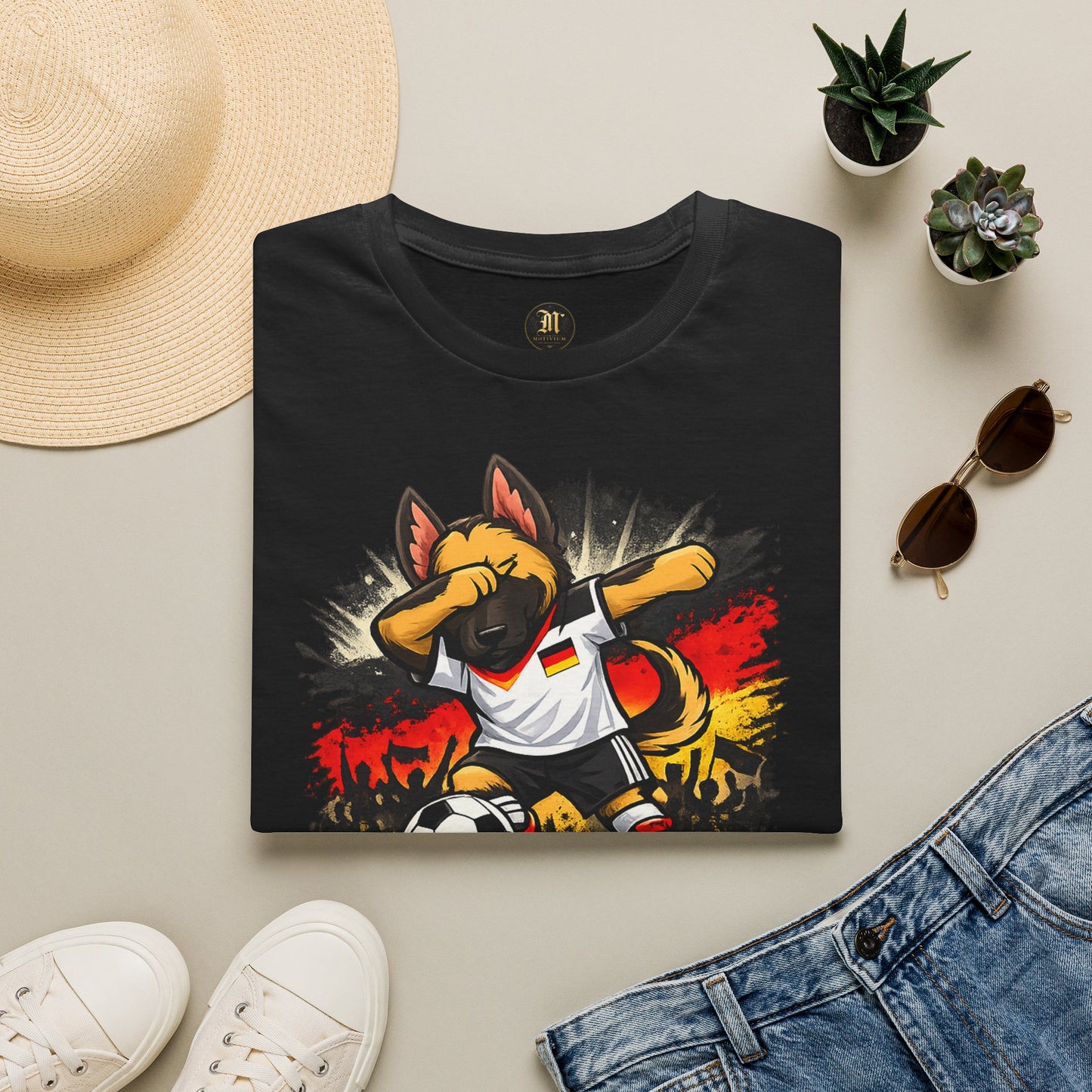 Deutschland Fußball Fan Hund T-Shirt – Schäferhund im Deutschland Trikot | Motivium