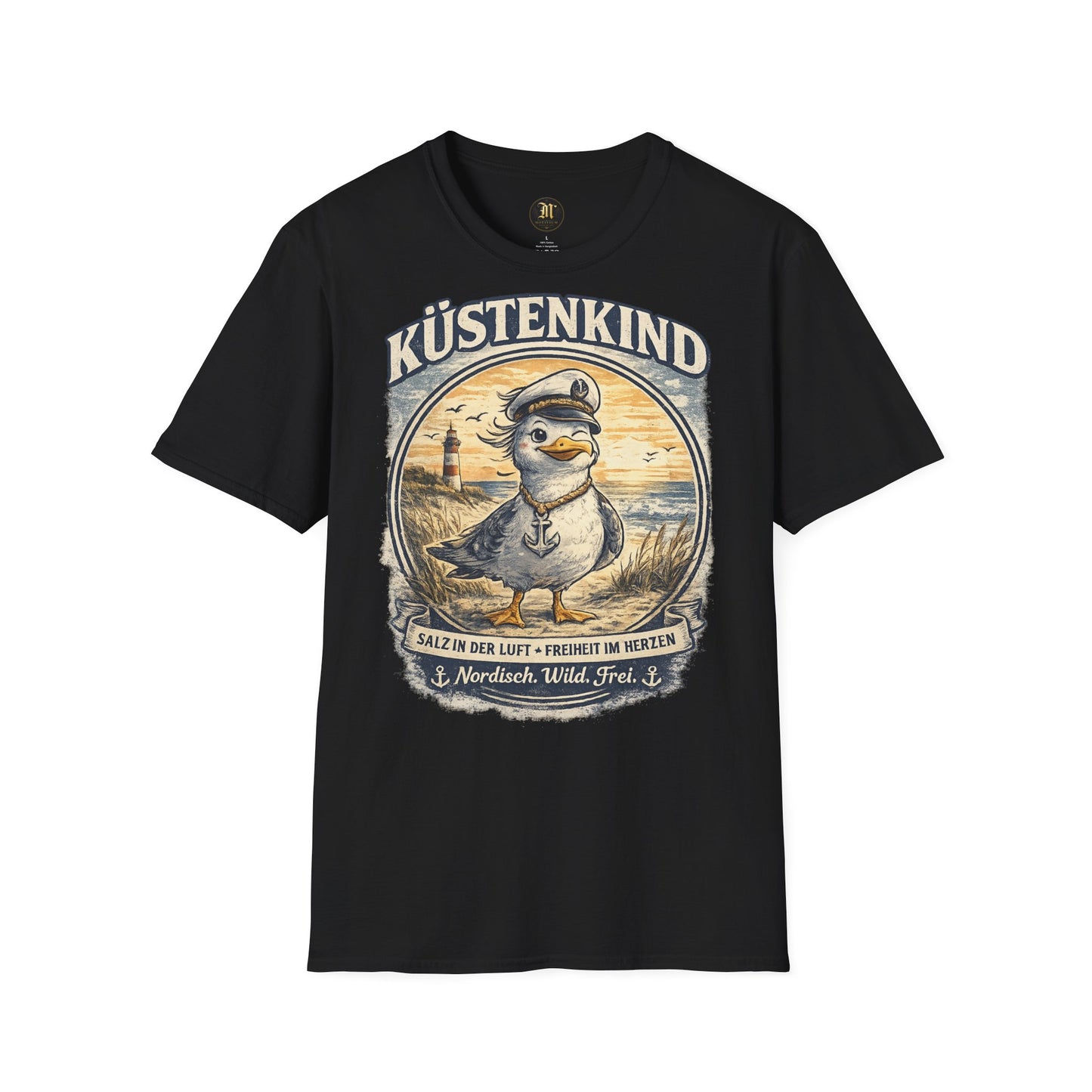 Küstenkind Möwe Shirt – Nordisch Wild Frei – Maritimes Küstenmotiv mit Leuchtturm & Möwe – Nordsee Ostsee T-Shirt