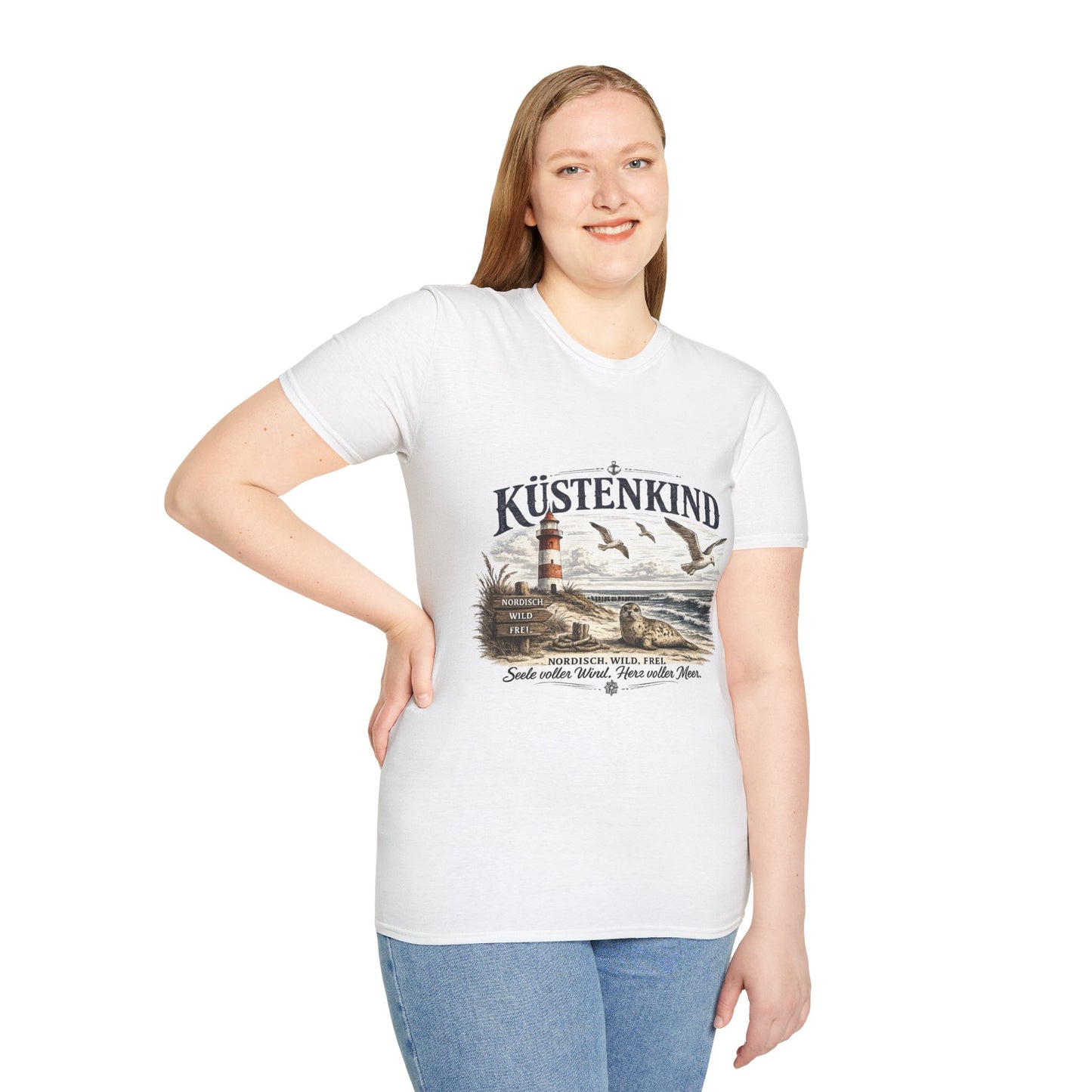 🌊 Küstenkind – Nordisch. Wild. Frei. | Vintage Nordsee T-Shirt mit Robbe & Leuchtturm