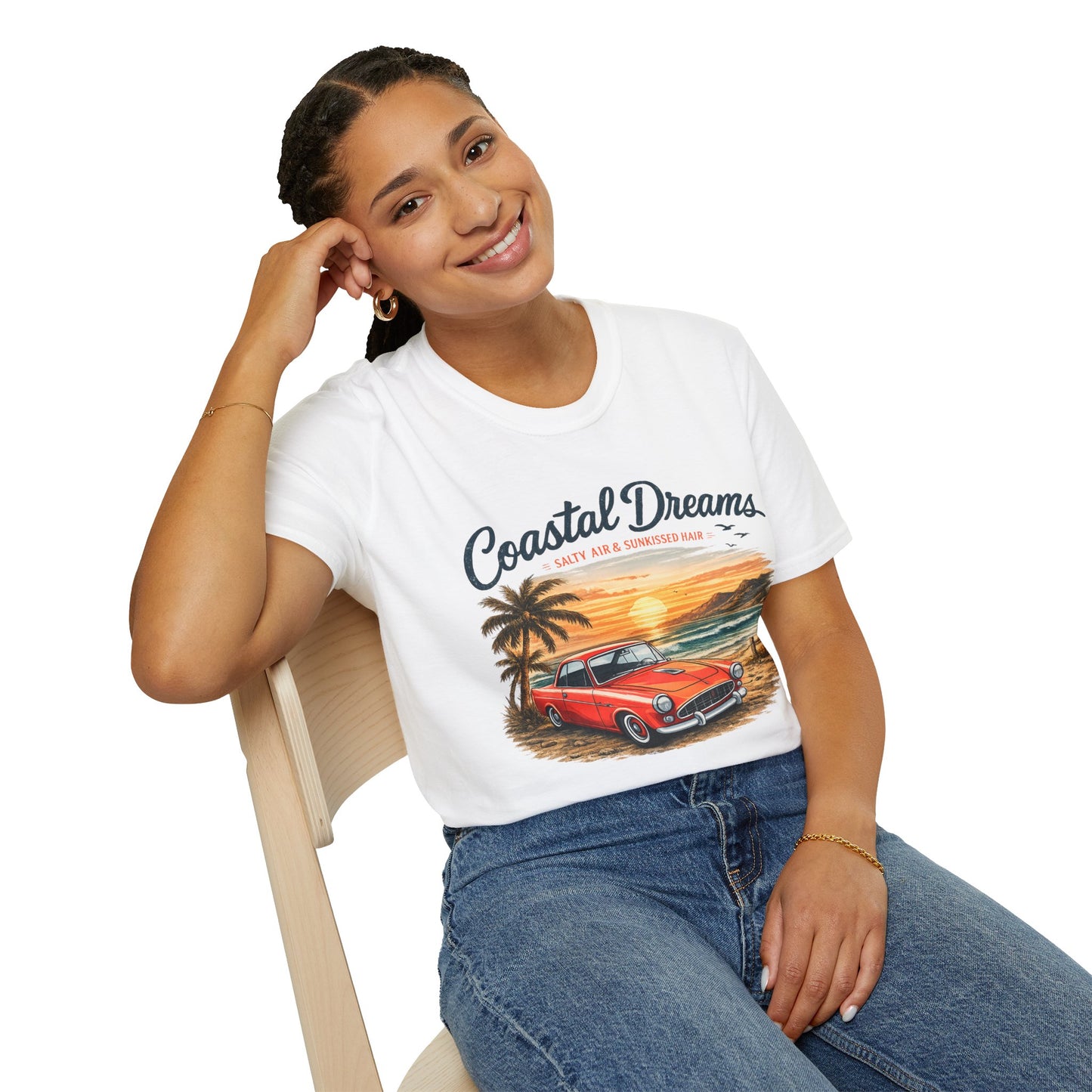 Coastal Dreams T-Shirt – Salzige Luft & Sonnengeküsstes Haar | Vintage Oldtimer Strand Motiv