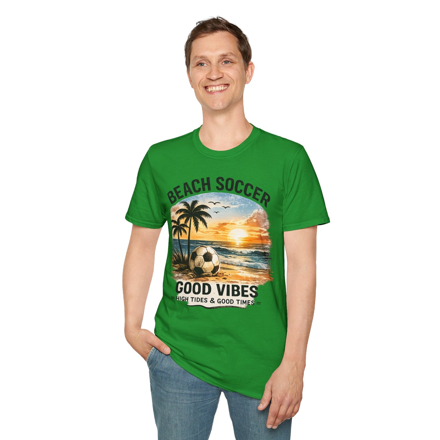 Beach Soccer – Good Vibes T-Shirt | Strandfußball & Sommer Feeling | High Tides & Good Times
