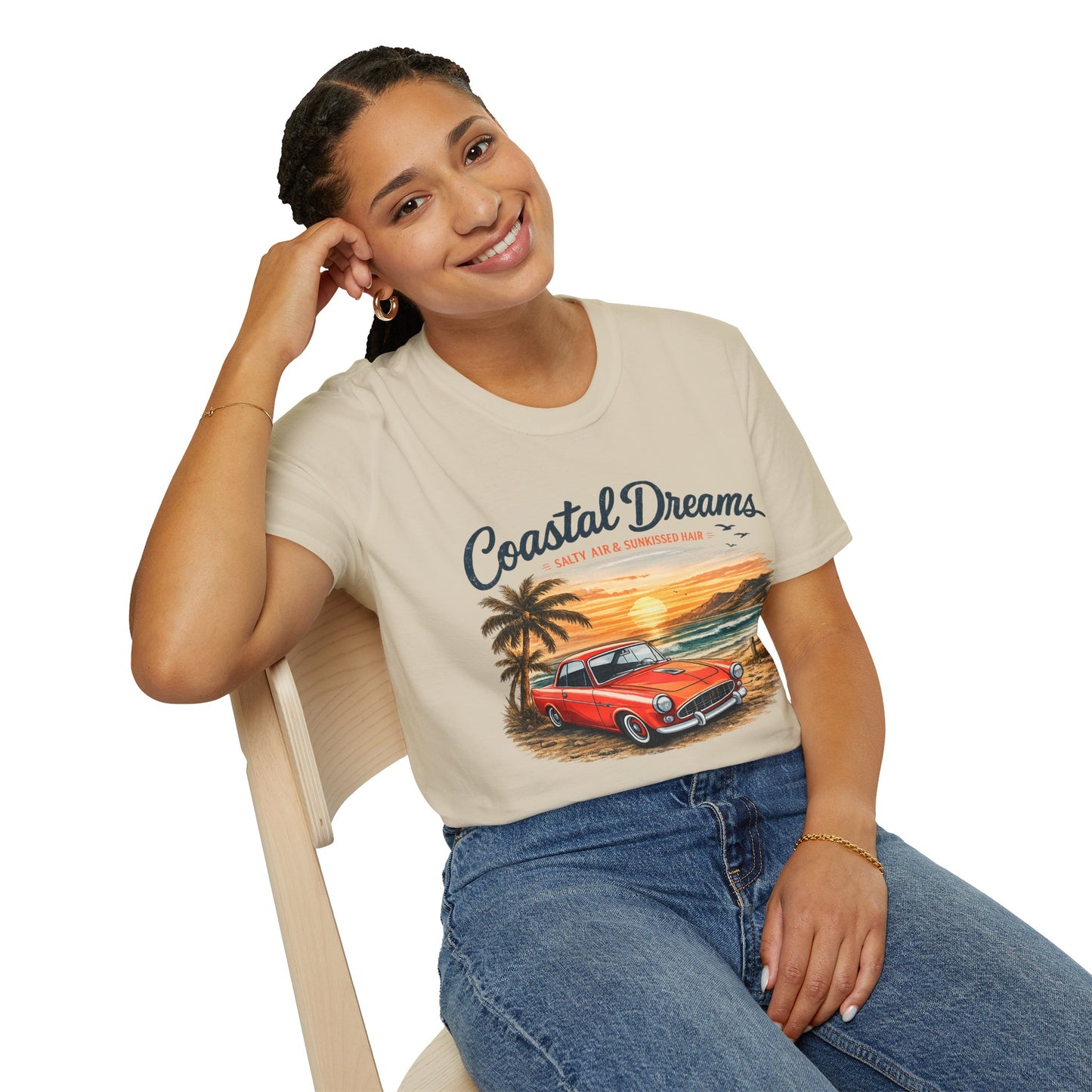 Coastal Dreams T-Shirt – Salzige Luft & Sonnengeküsstes Haar | Vintage Oldtimer Strand Motiv