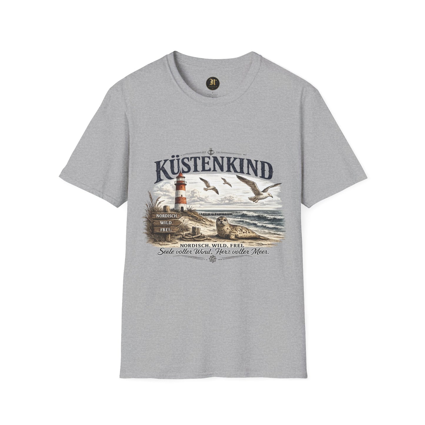 🌊 Küstenkind – Nordisch. Wild. Frei. | Vintage Nordsee T-Shirt mit Robbe & Leuchtturm