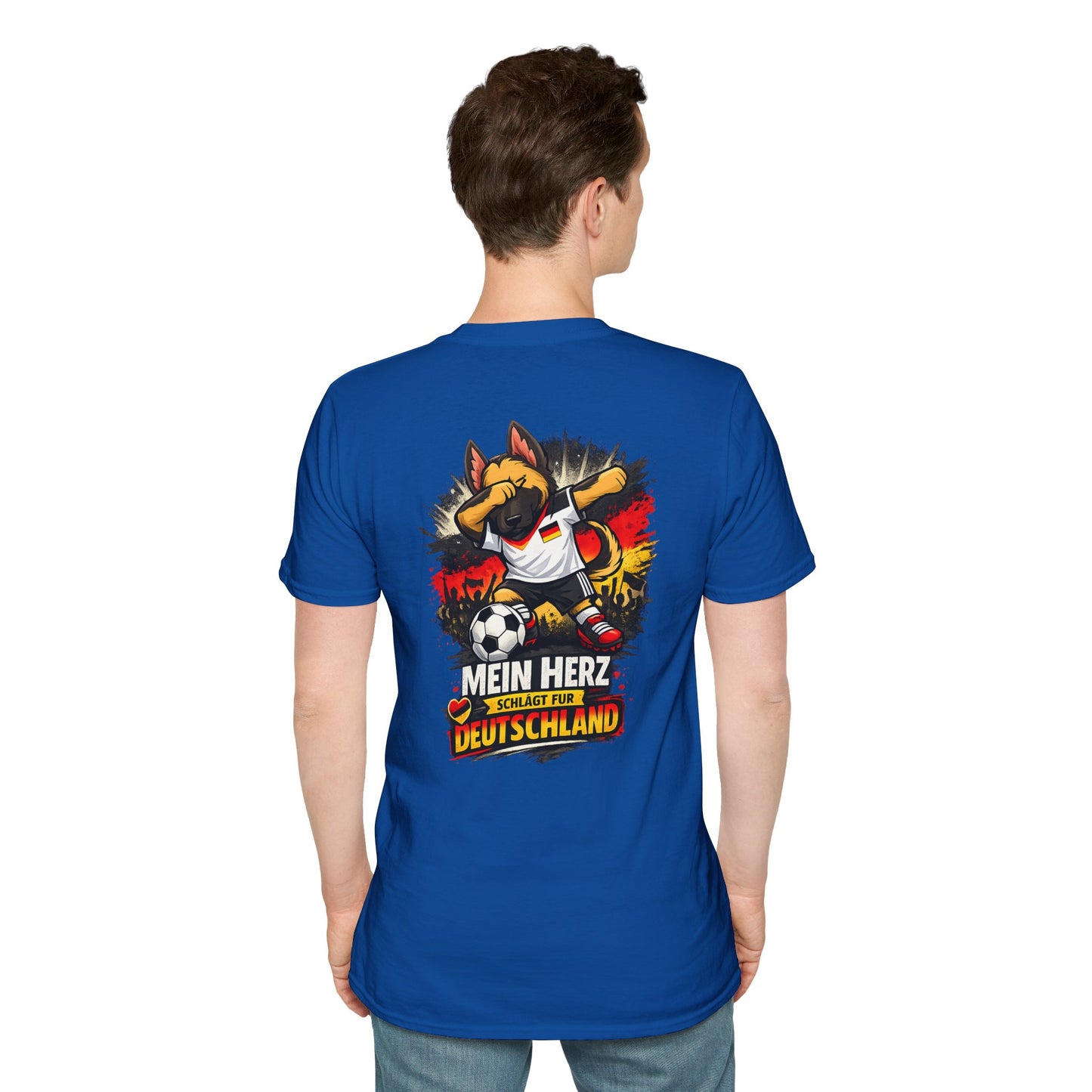 Deutschland Fußball Fan Hund T-Shirt – Front & Back Print Schäferhund Dabbing Fan-Shirt